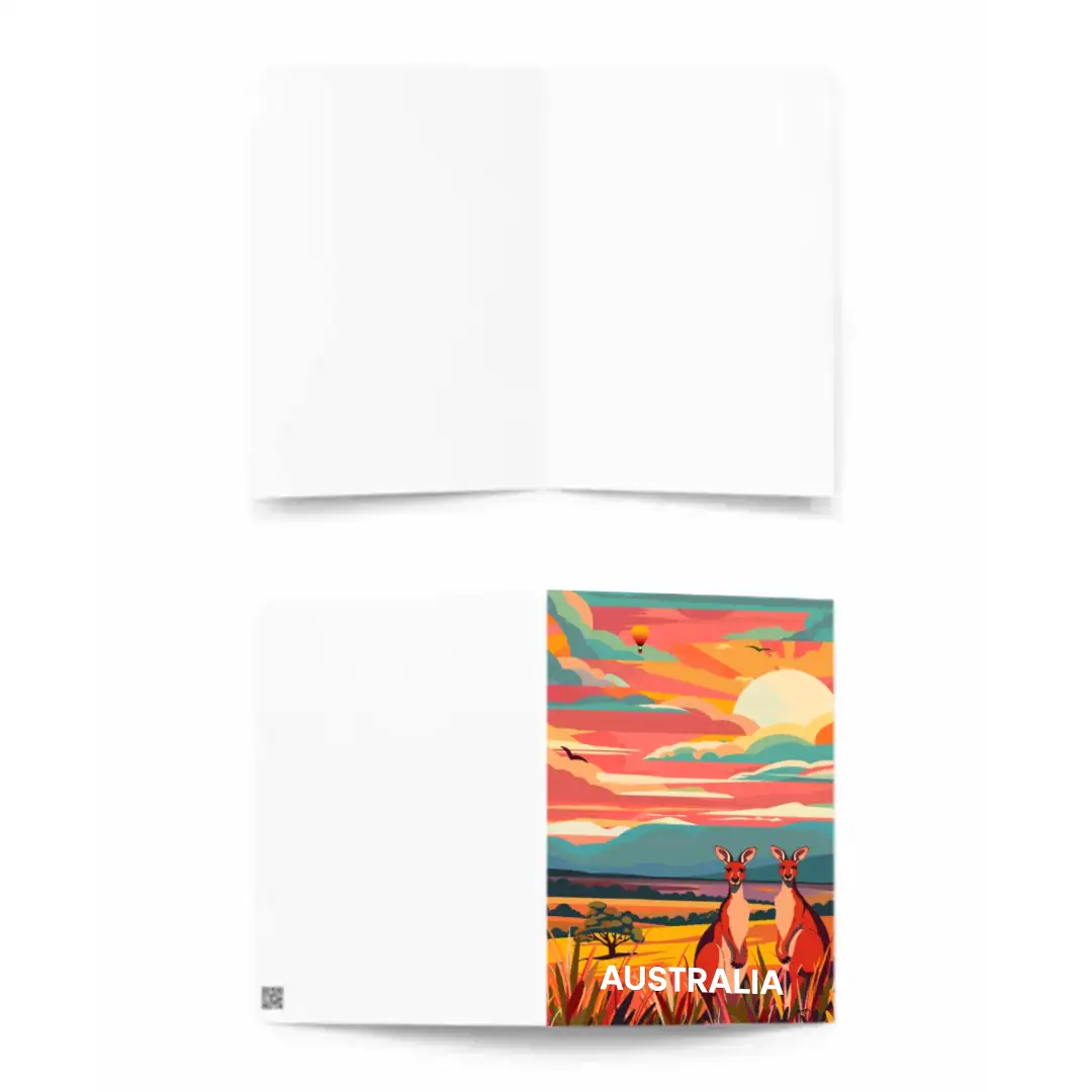 Greeting card Kangaroos in Australia