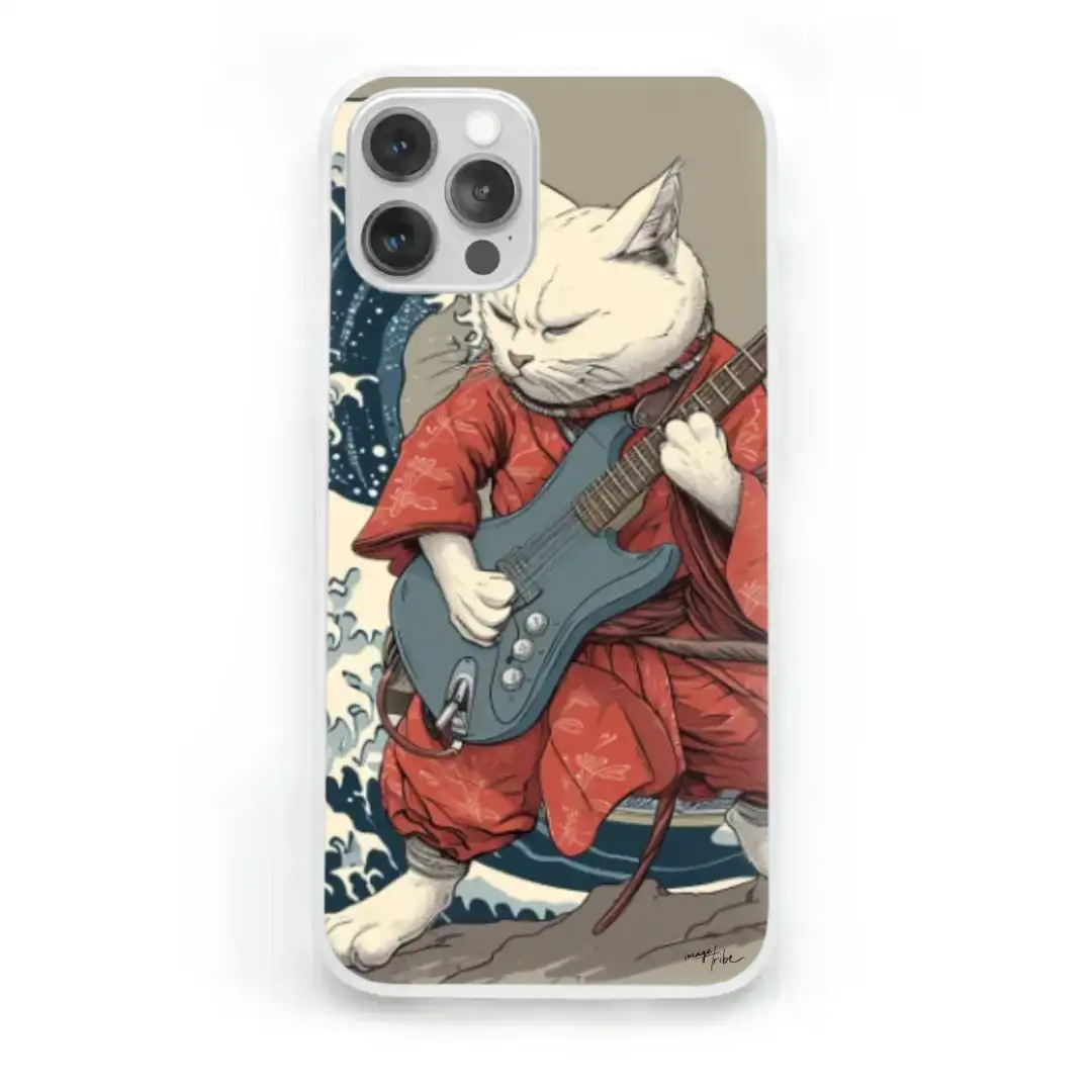 iPhone case Japanese cat playing guitar