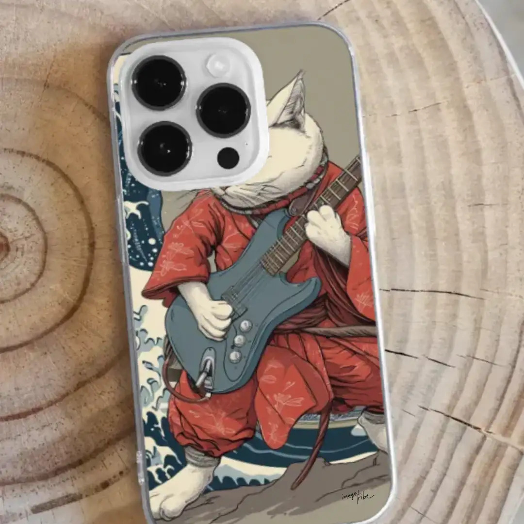 iPhone case Japanese cat playing guitar