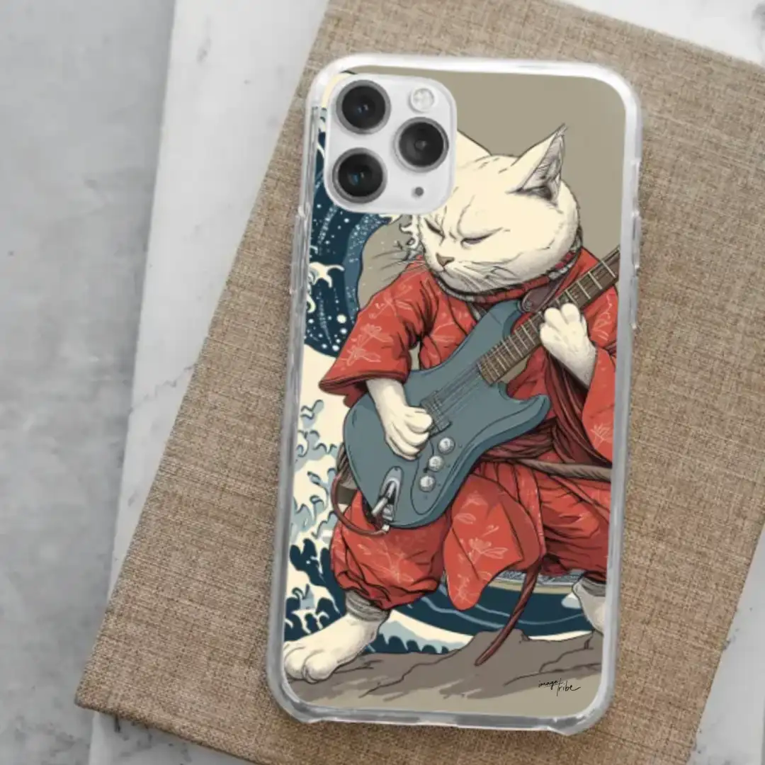 iPhone case Japanese cat playing guitar