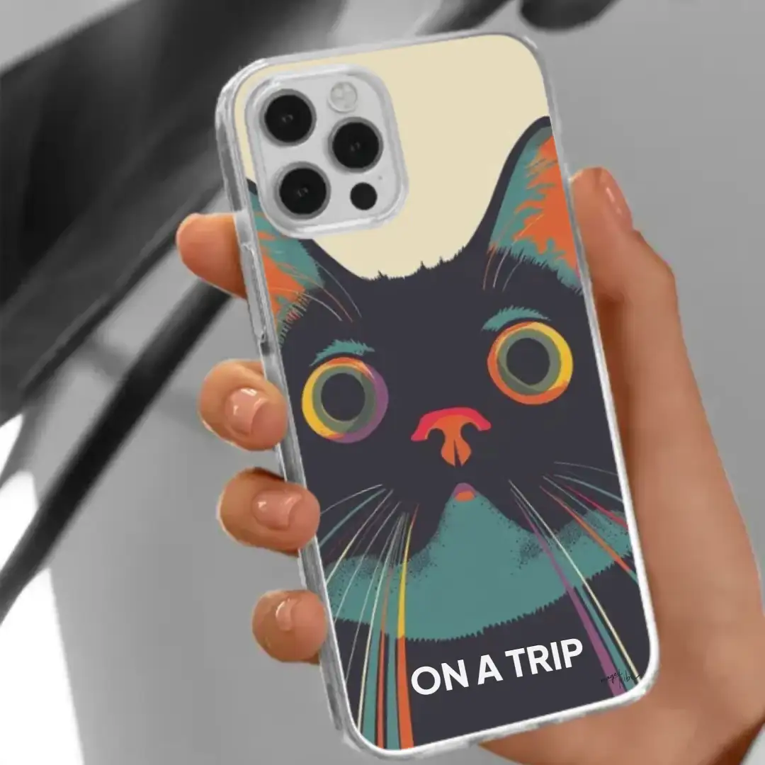 iPhone case cat looking high
