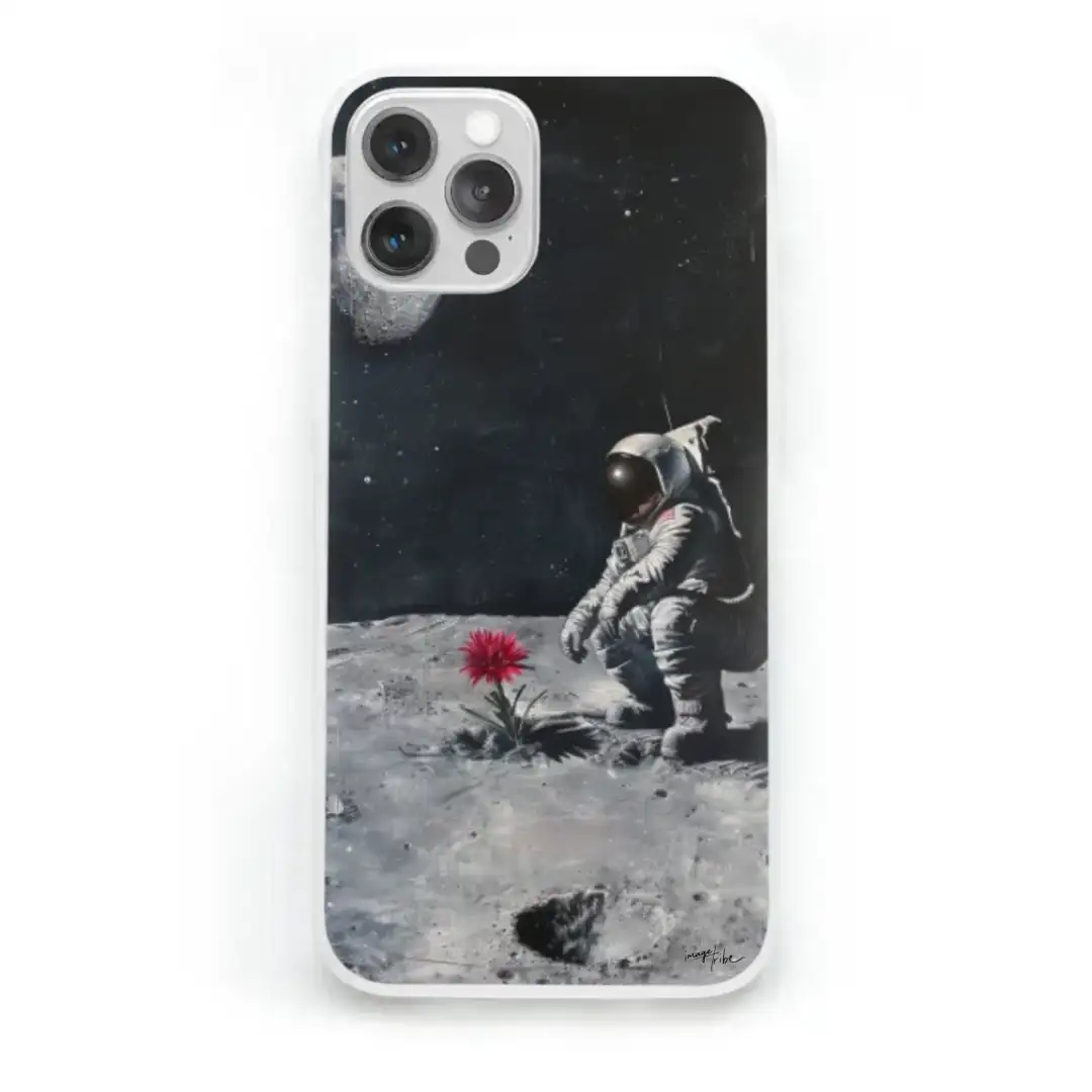 iPhone case cosmonaute planting a flower on the moon banksy