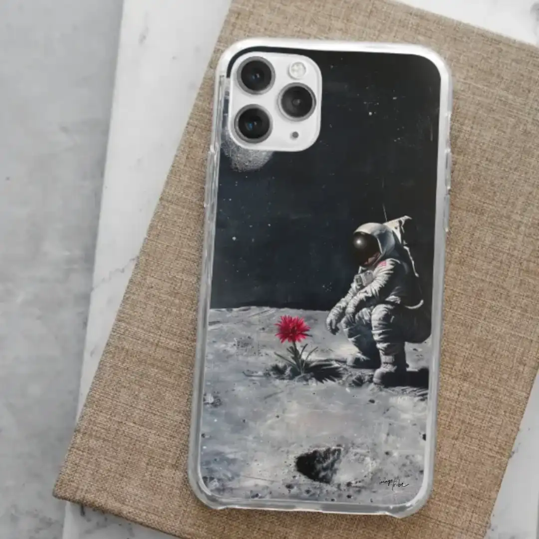 iPhone case cosmonaute planting a flower on the moon banksy
