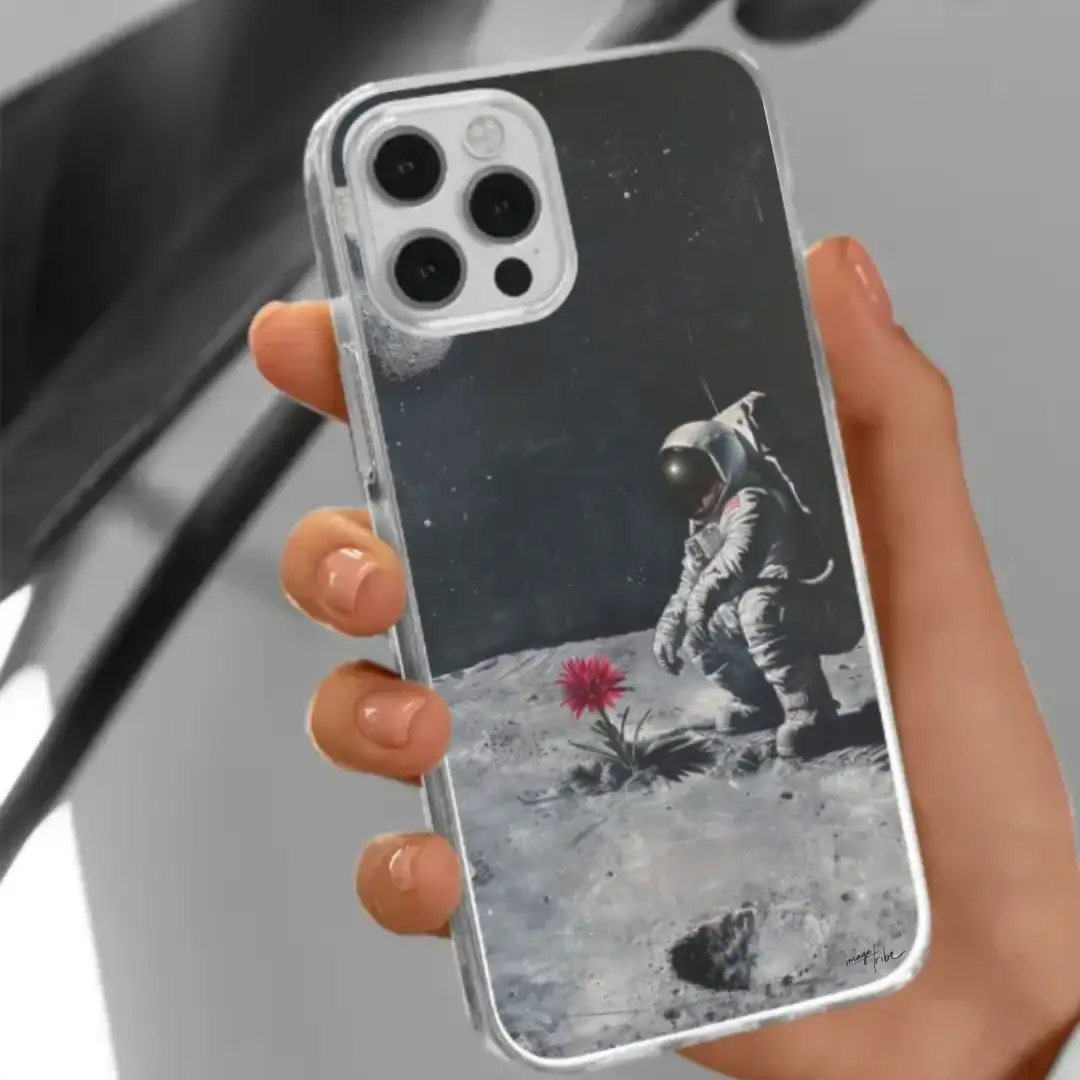 iPhone case cosmonaute planting a flower on the moon banksy