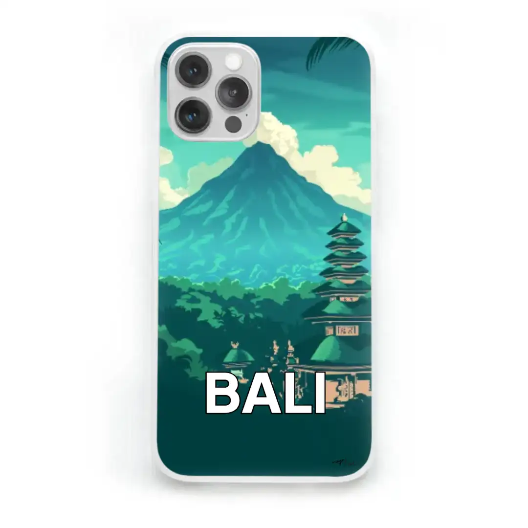 iPhone case Art deco modern travel poster of Bali Indonesia