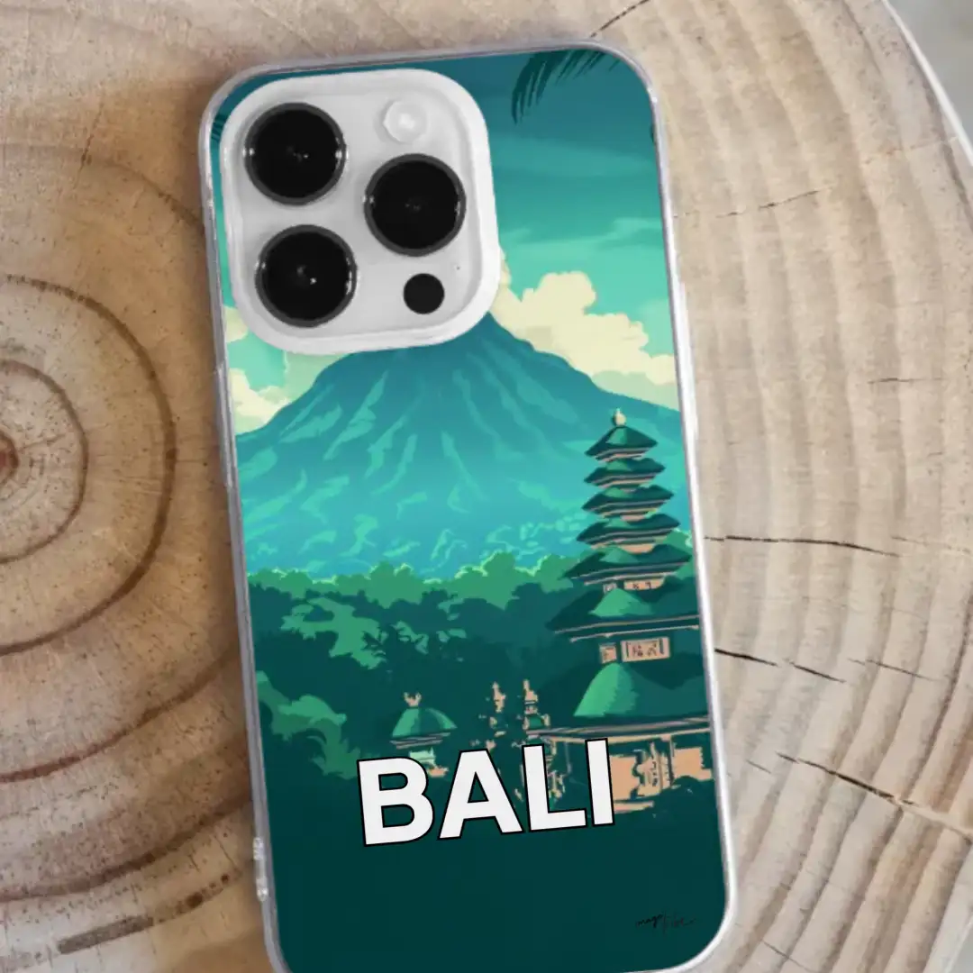 iPhone case Art deco modern travel poster of Bali Indonesia