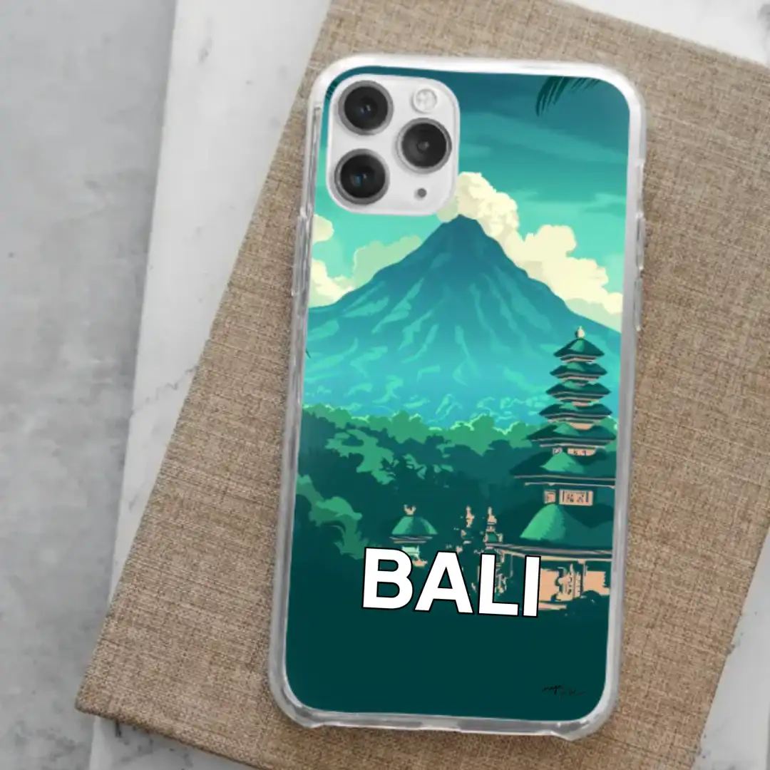 iPhone case Art deco modern travel poster of Bali Indonesia 