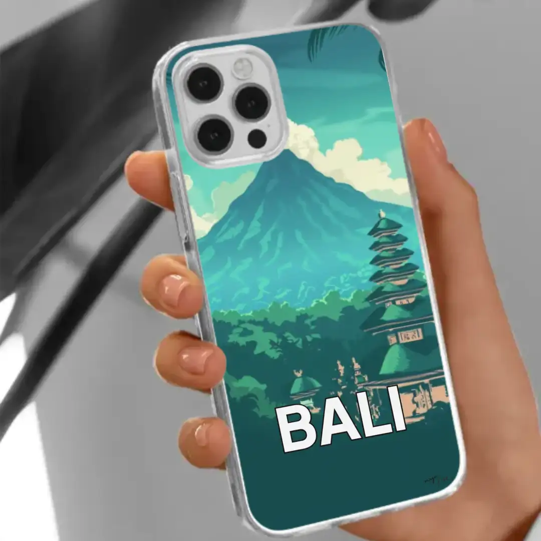 iPhone case Art deco modern travel poster of Bali Indonesia