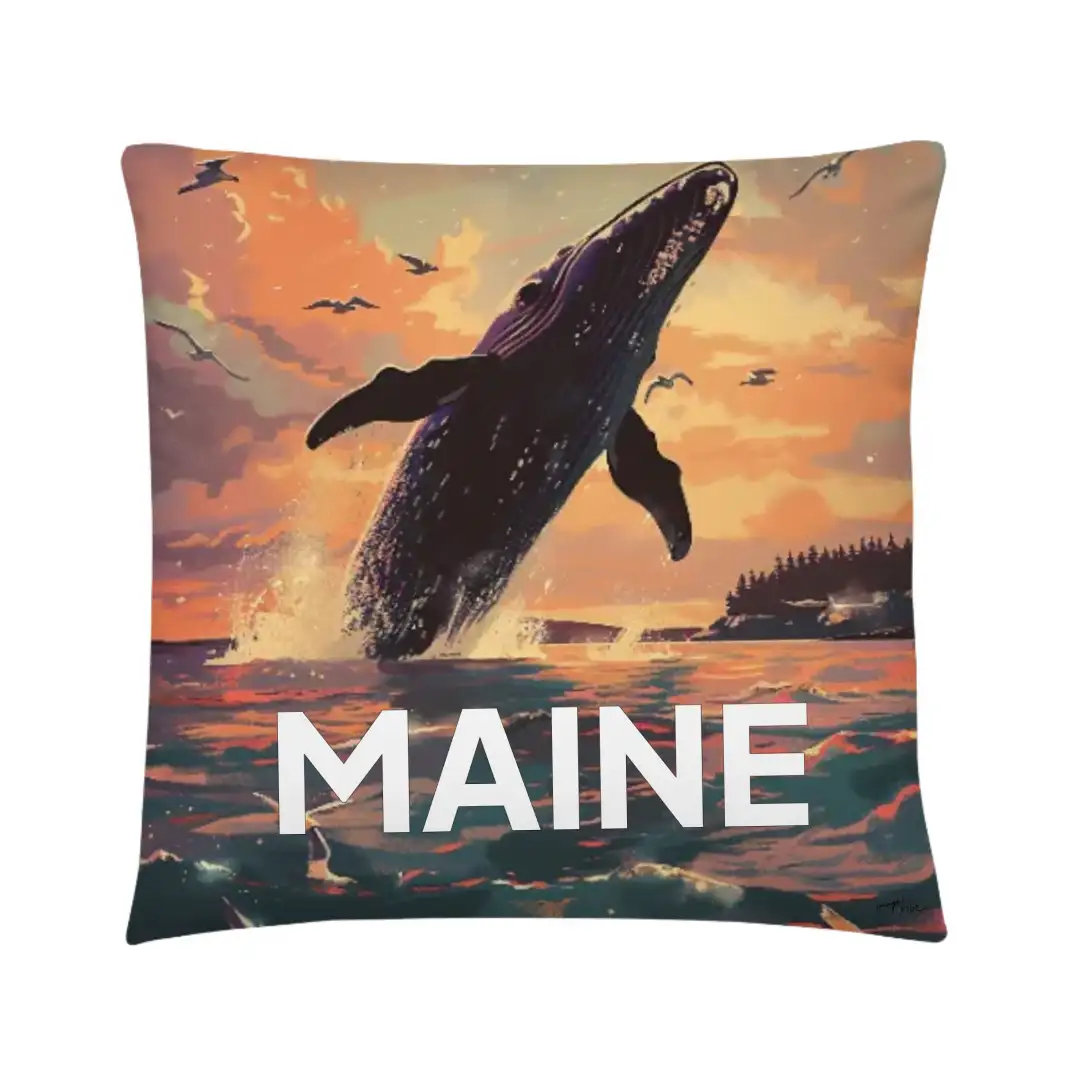 Pillow Maine poster of Whale