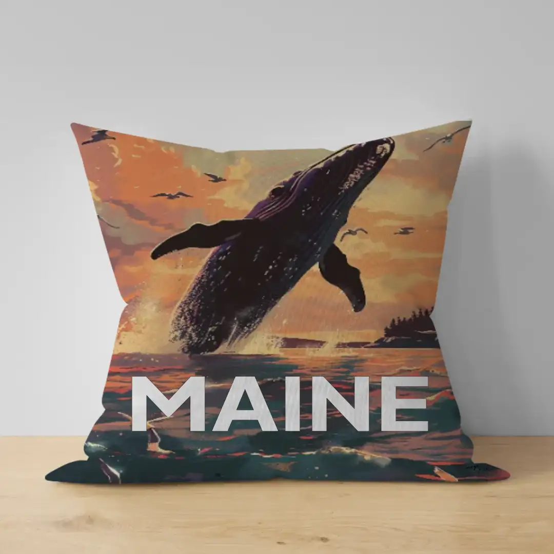 Pillow Maine poster of Whale