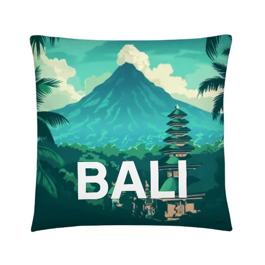 Pillow Art deco modern travel poster of Bali Indonesia 