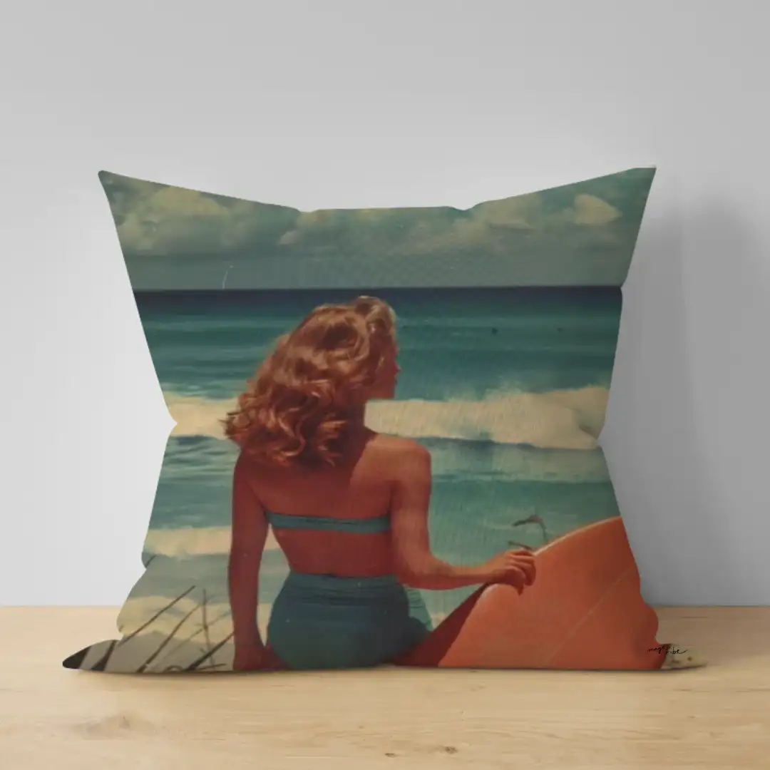 Pillow beach photograph from the 1950s