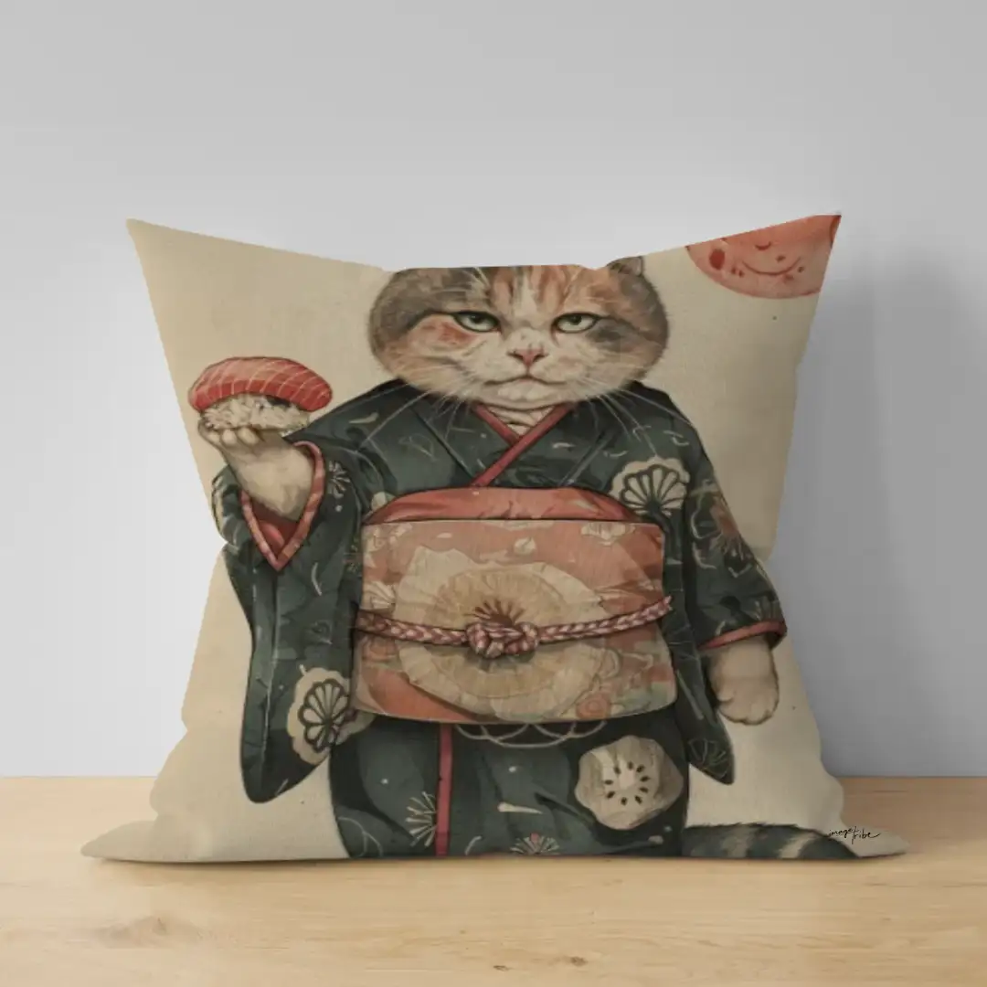 Pillow geisha cat