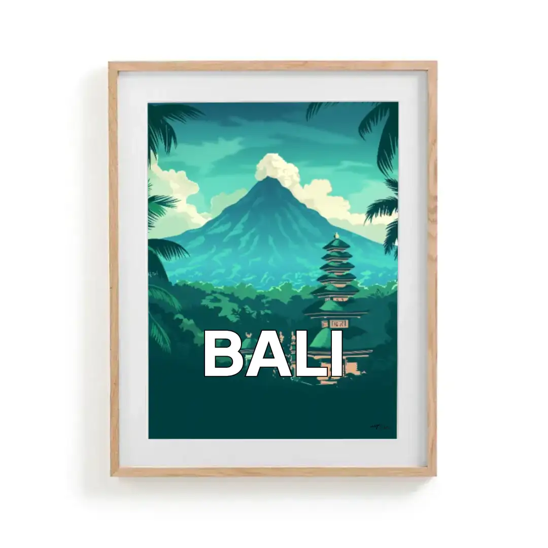 Poster Art deco modern travel poster of Bali Indonesia