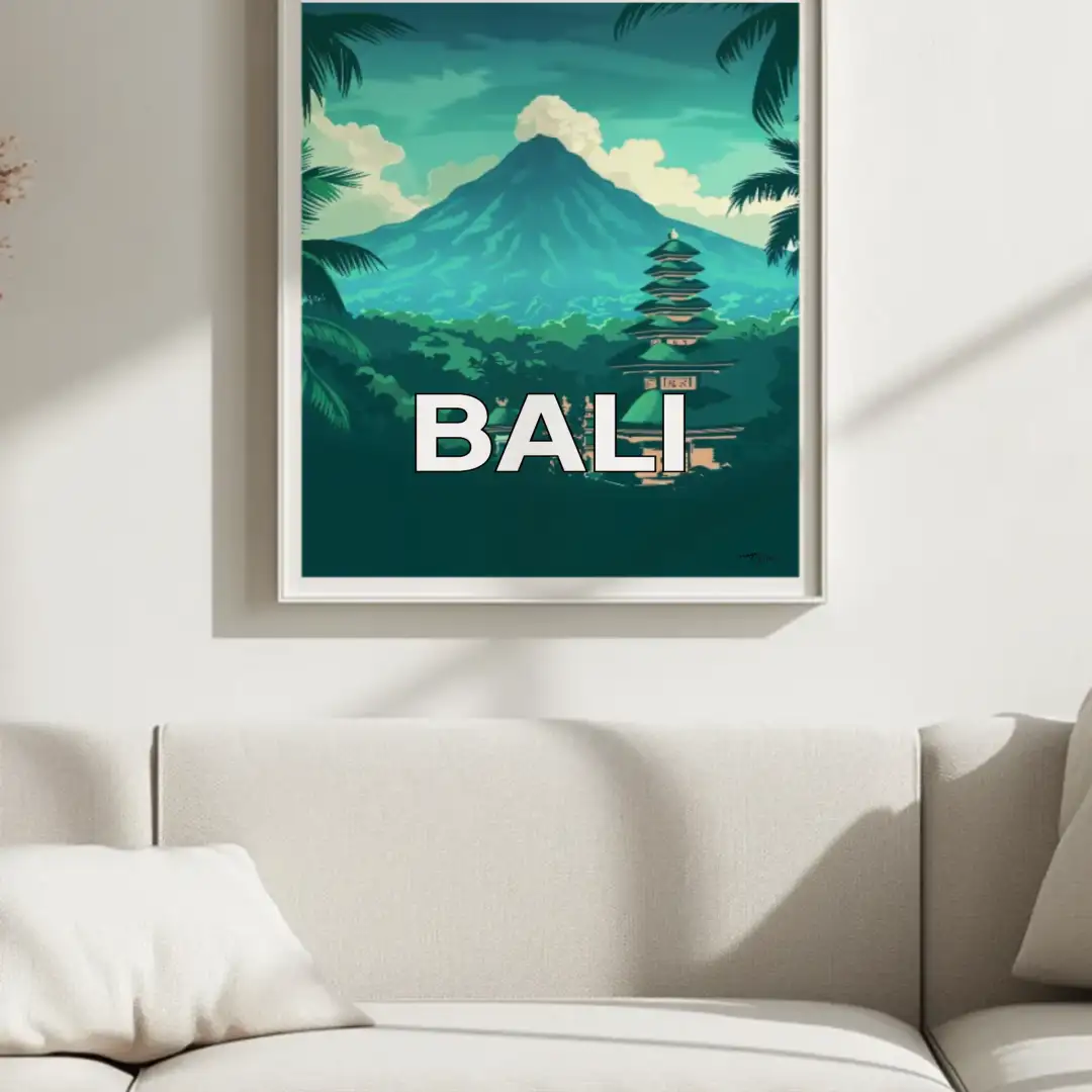 Poster Art deco modern travel poster of Bali Indonesia