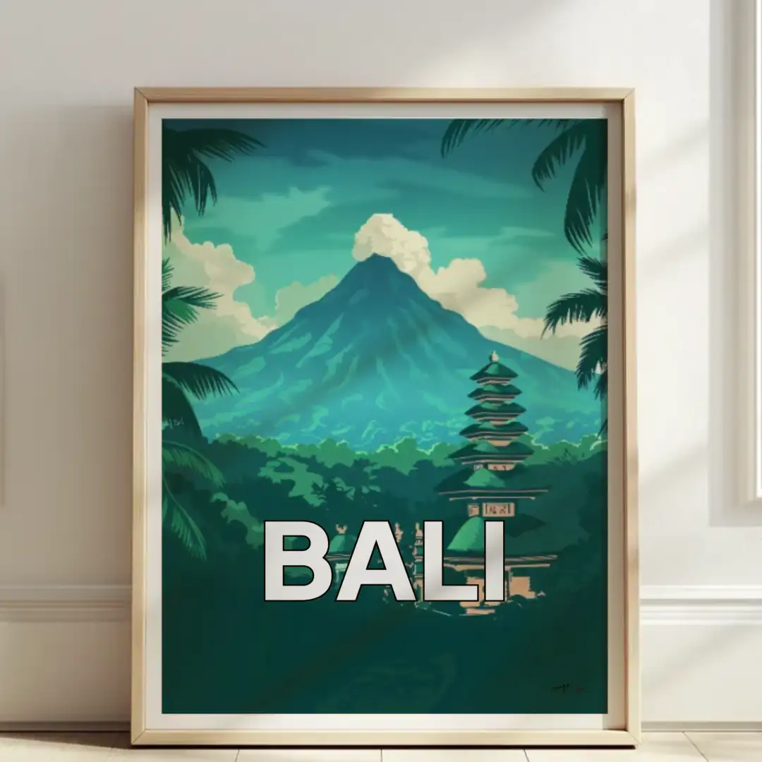 Poster Art deco modern travel poster of Bali Indonesia
