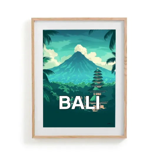 Poster Art deco modern travel poster of Bali Indonesia 