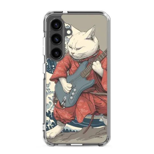 Samsung phone case Japanese cat playing guitar