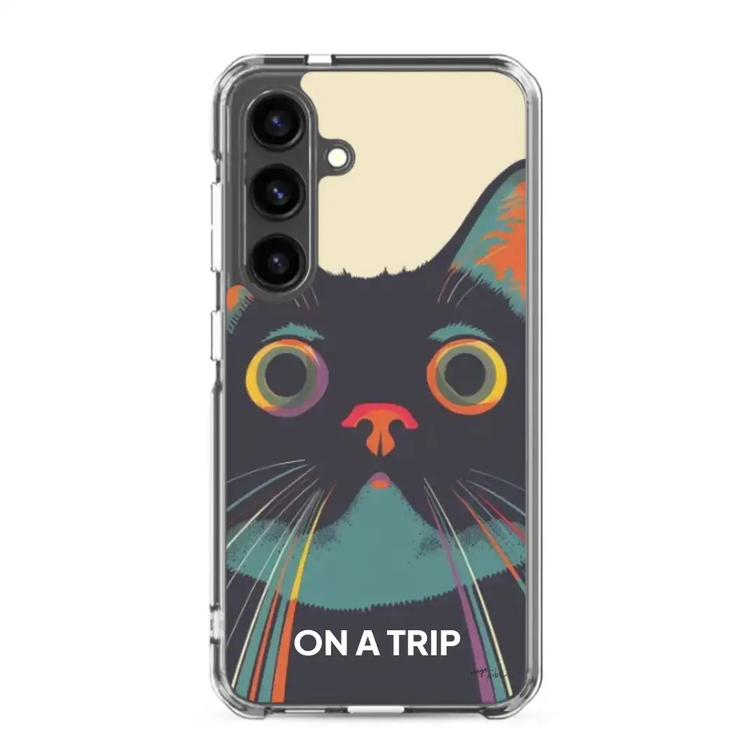 Samsung phone case cat looking high