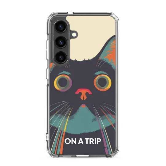 Samsung phone case cat looking high