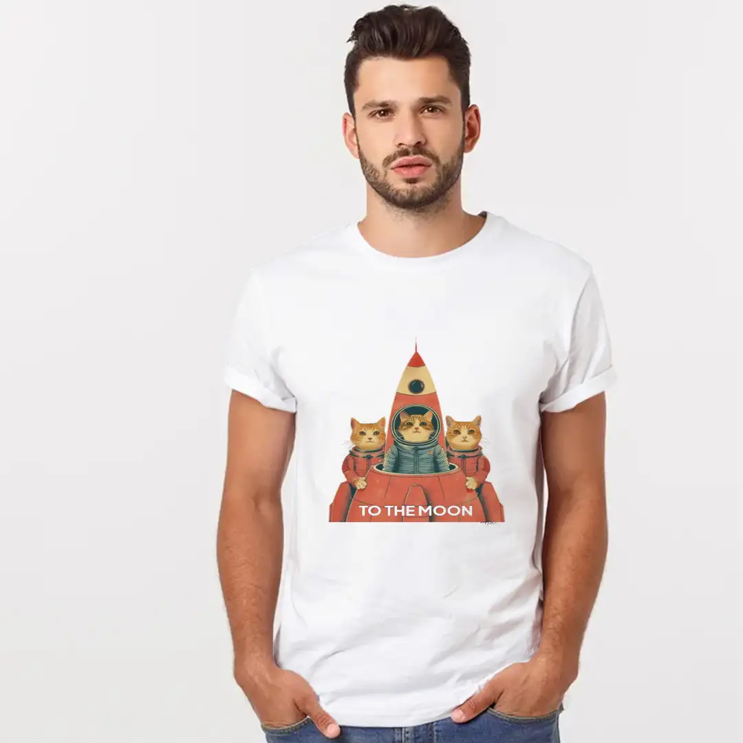 Men's T-shirt Cats on the moon