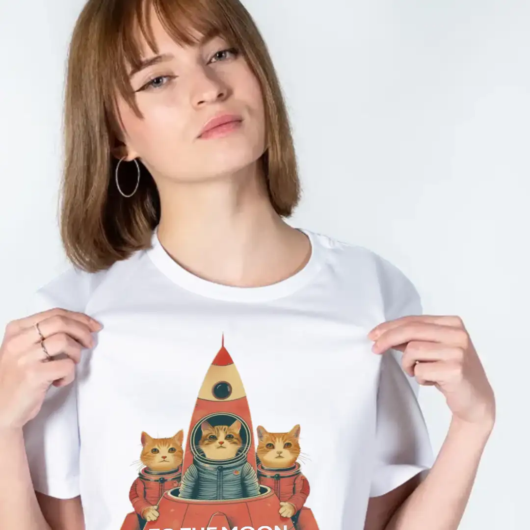 Women's T-shirt Cats on the moon