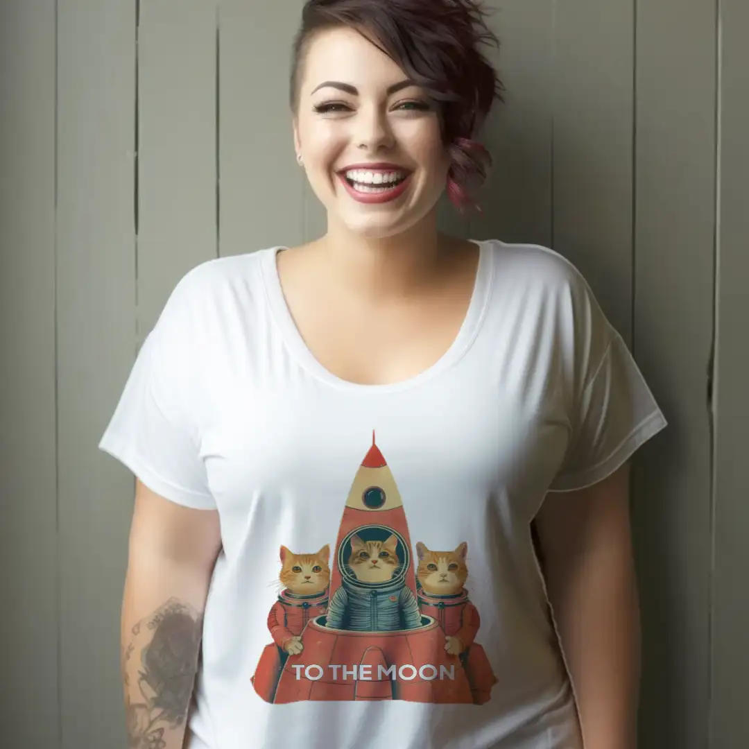 Women's T-shirt Cats on the moon