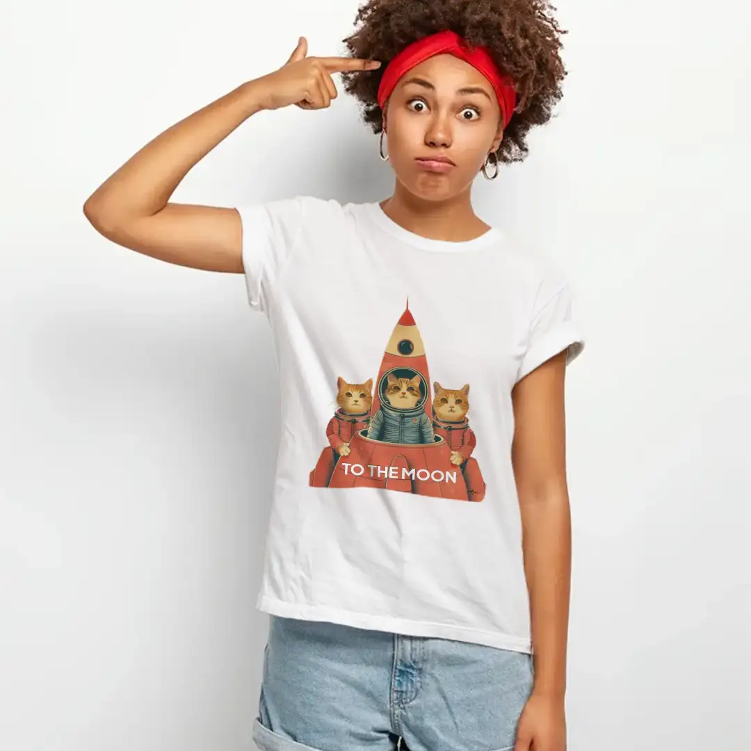 Women's T-shirt Cats on the moon