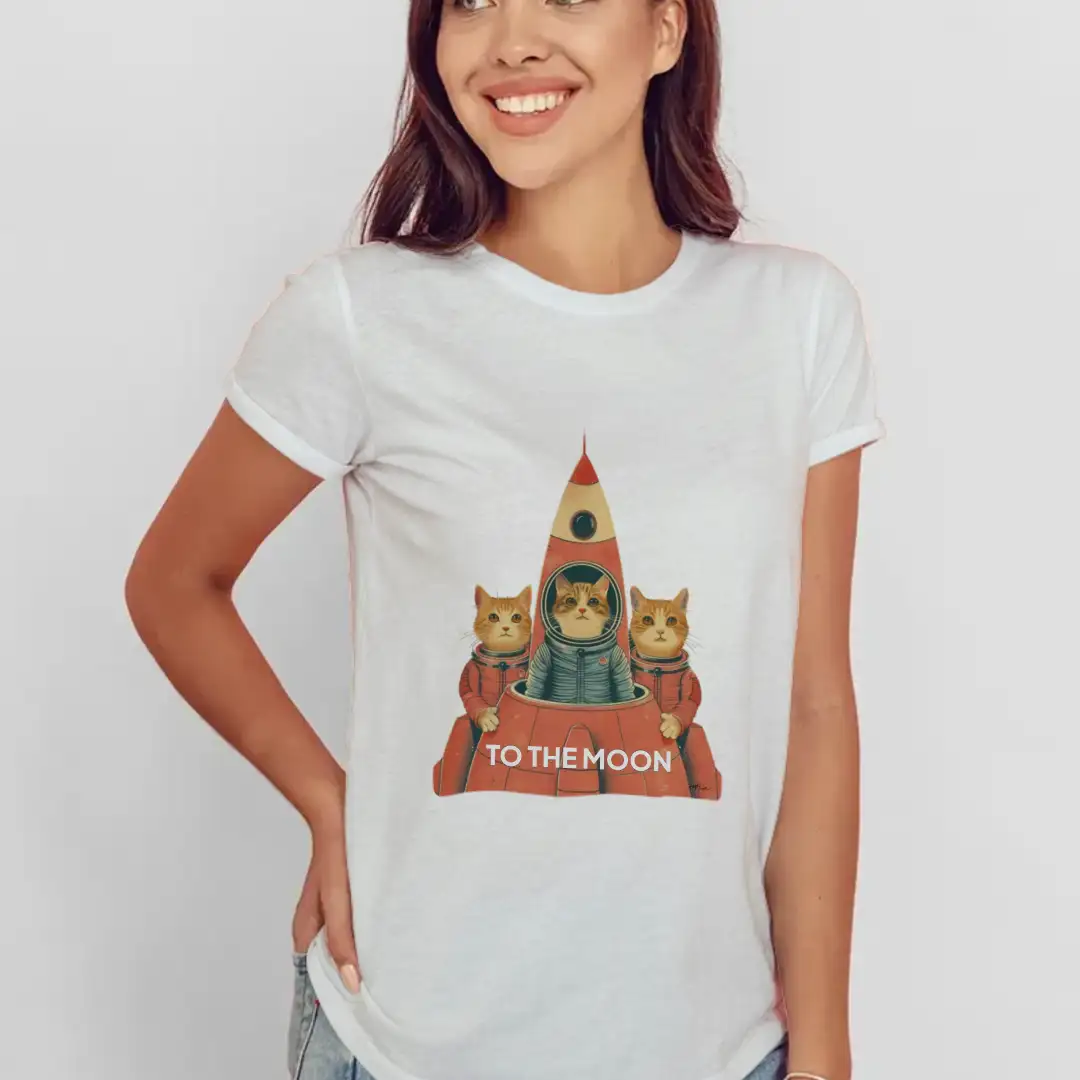 Women's T-shirt Cats on the moon