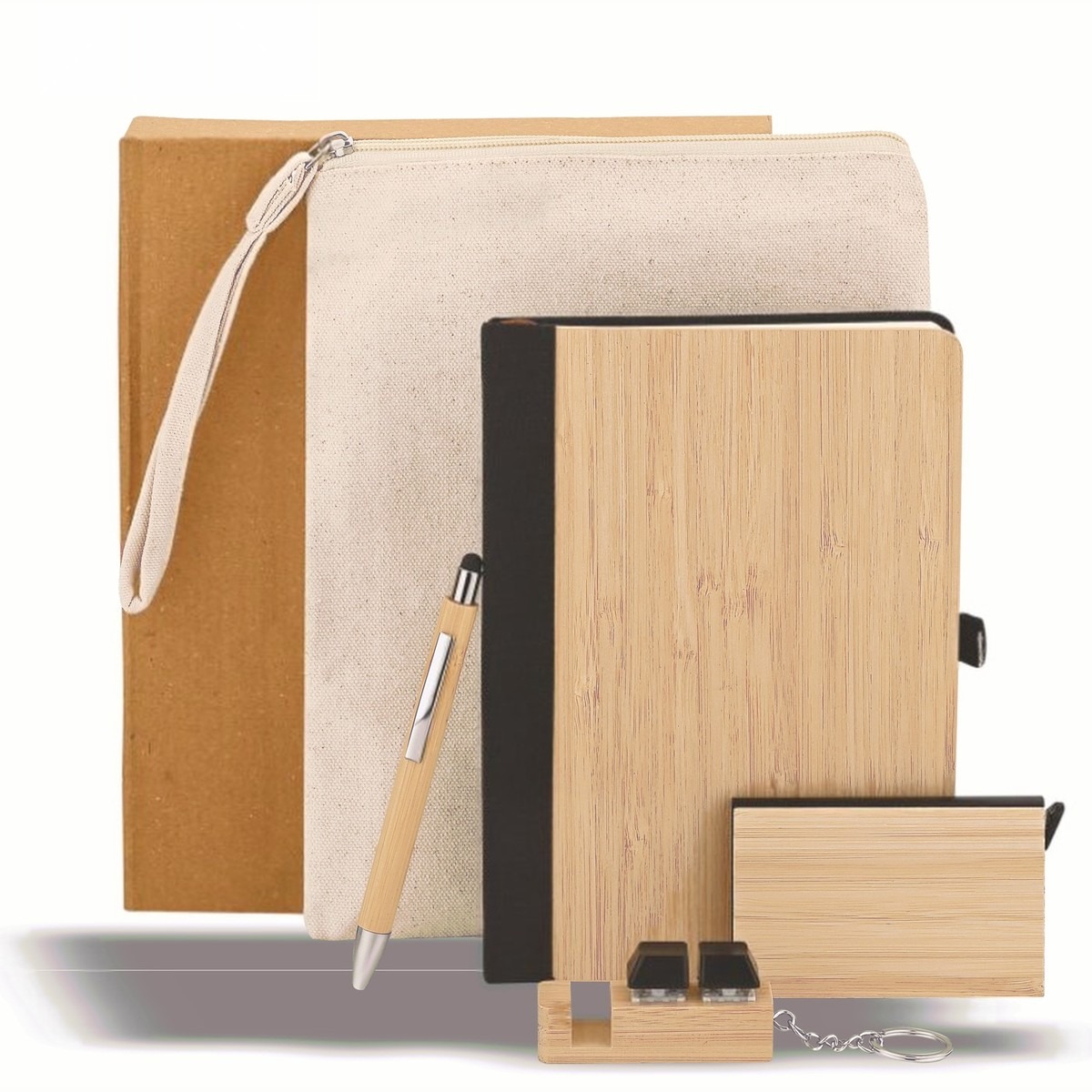 Eco Gift Set – Canvas Pouch & Bamboo Notebook