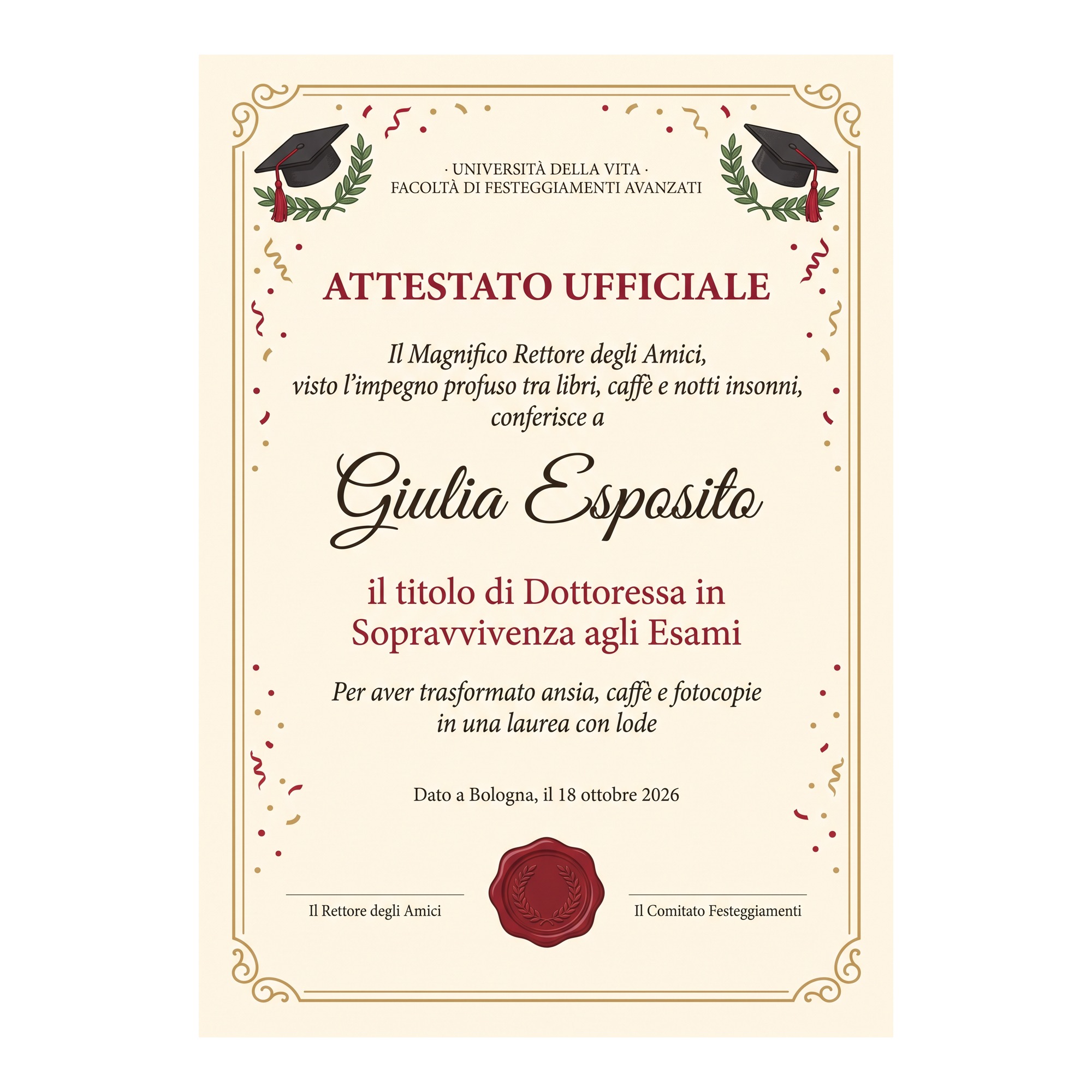 Attestato Scherzoso Personalizzato A4 — 2