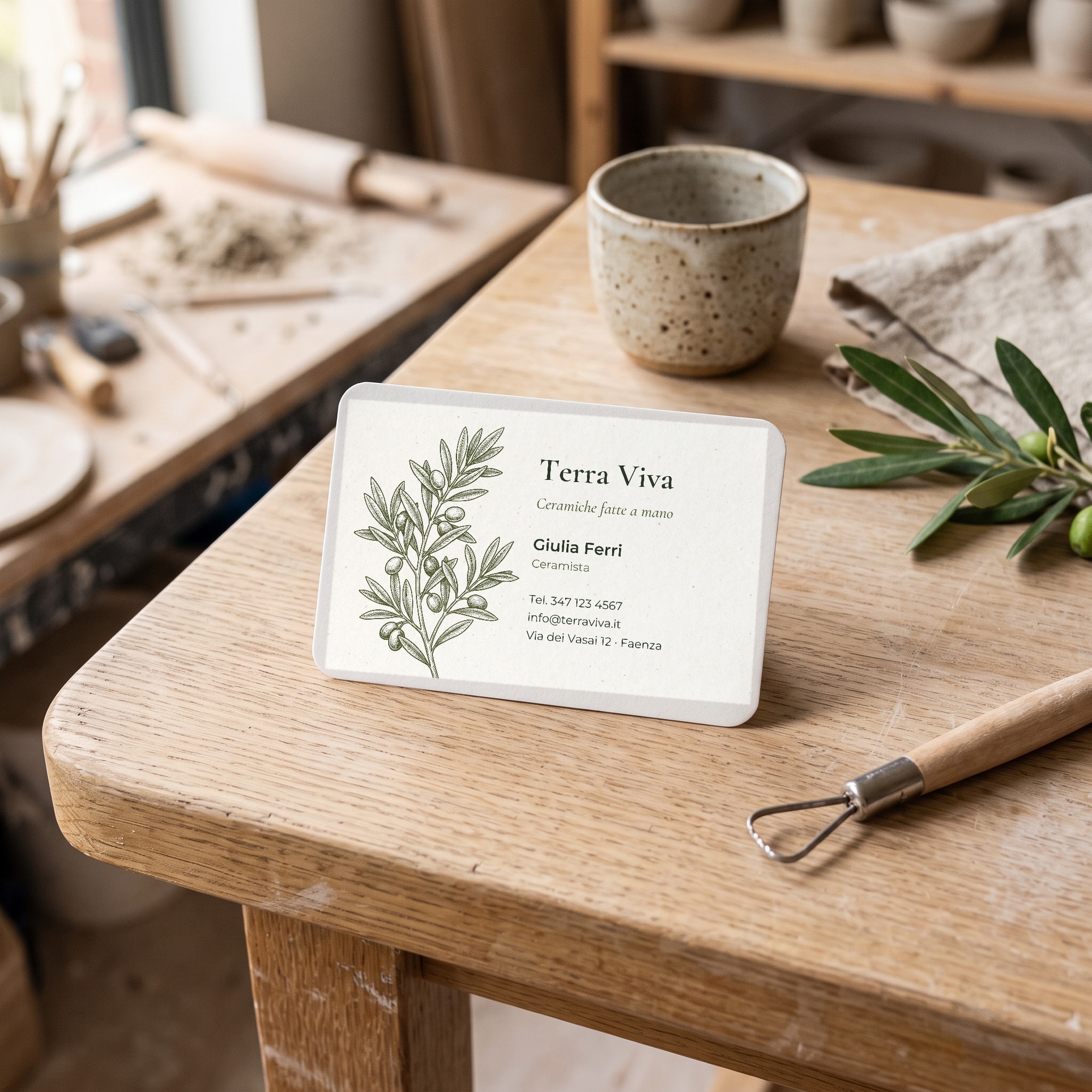 Biglietti da Visita Kraft Naturali, Design Botanico — 2