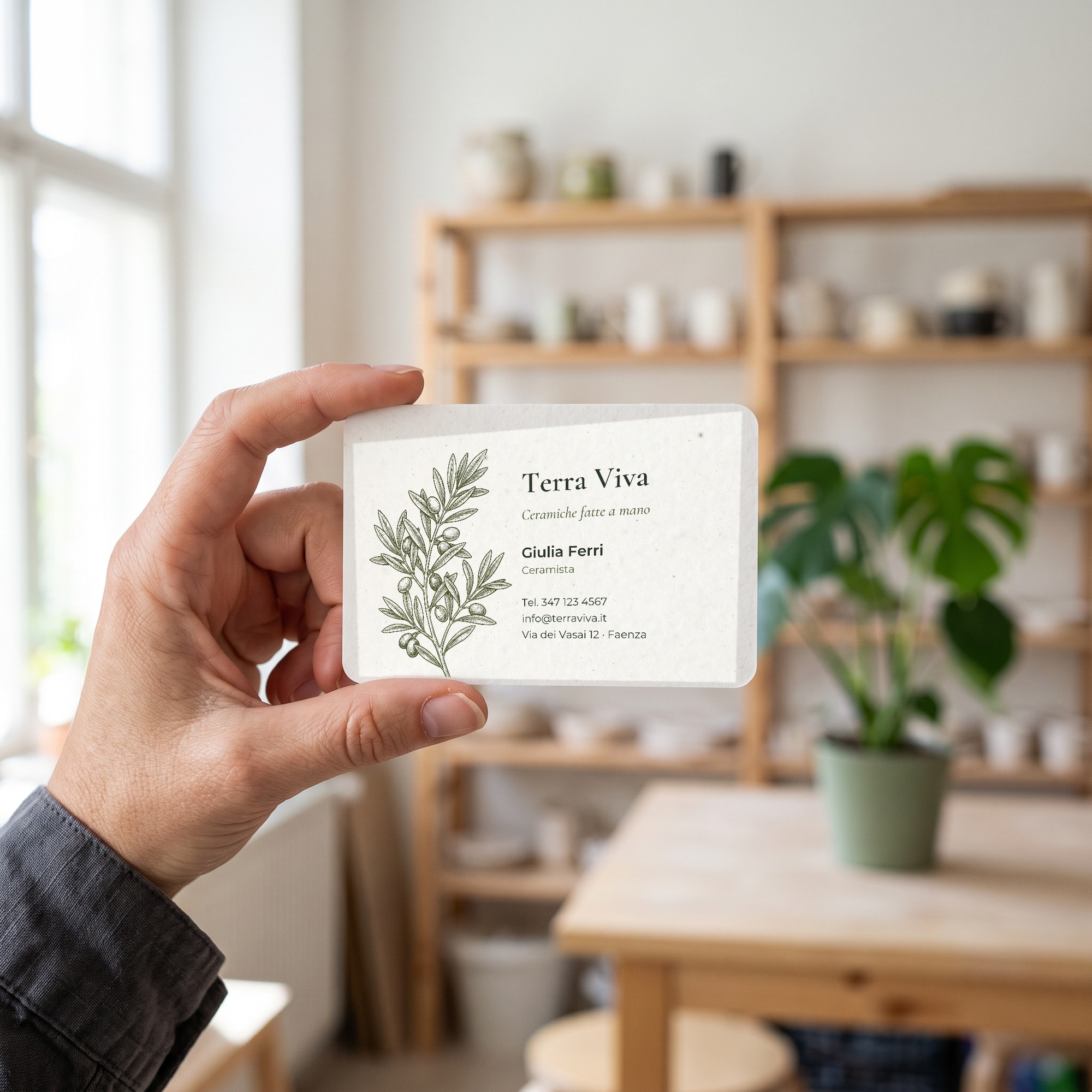Biglietti da Visita Kraft Naturali, Design Botanico — 5