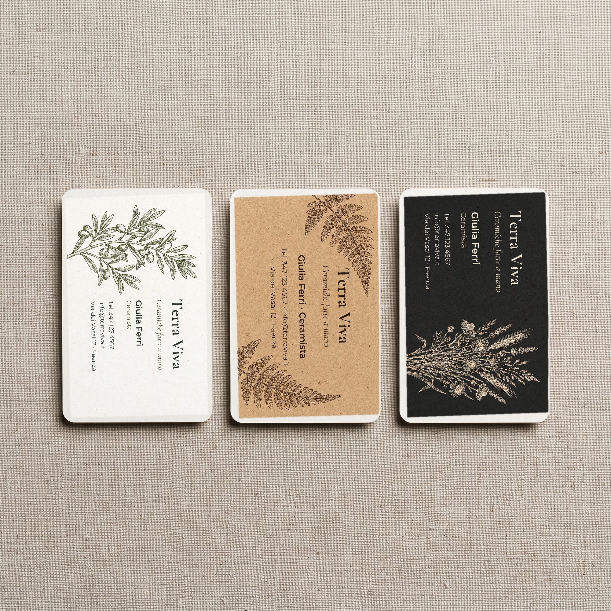Biglietti da Visita Kraft Naturali, Design Botanico — 6