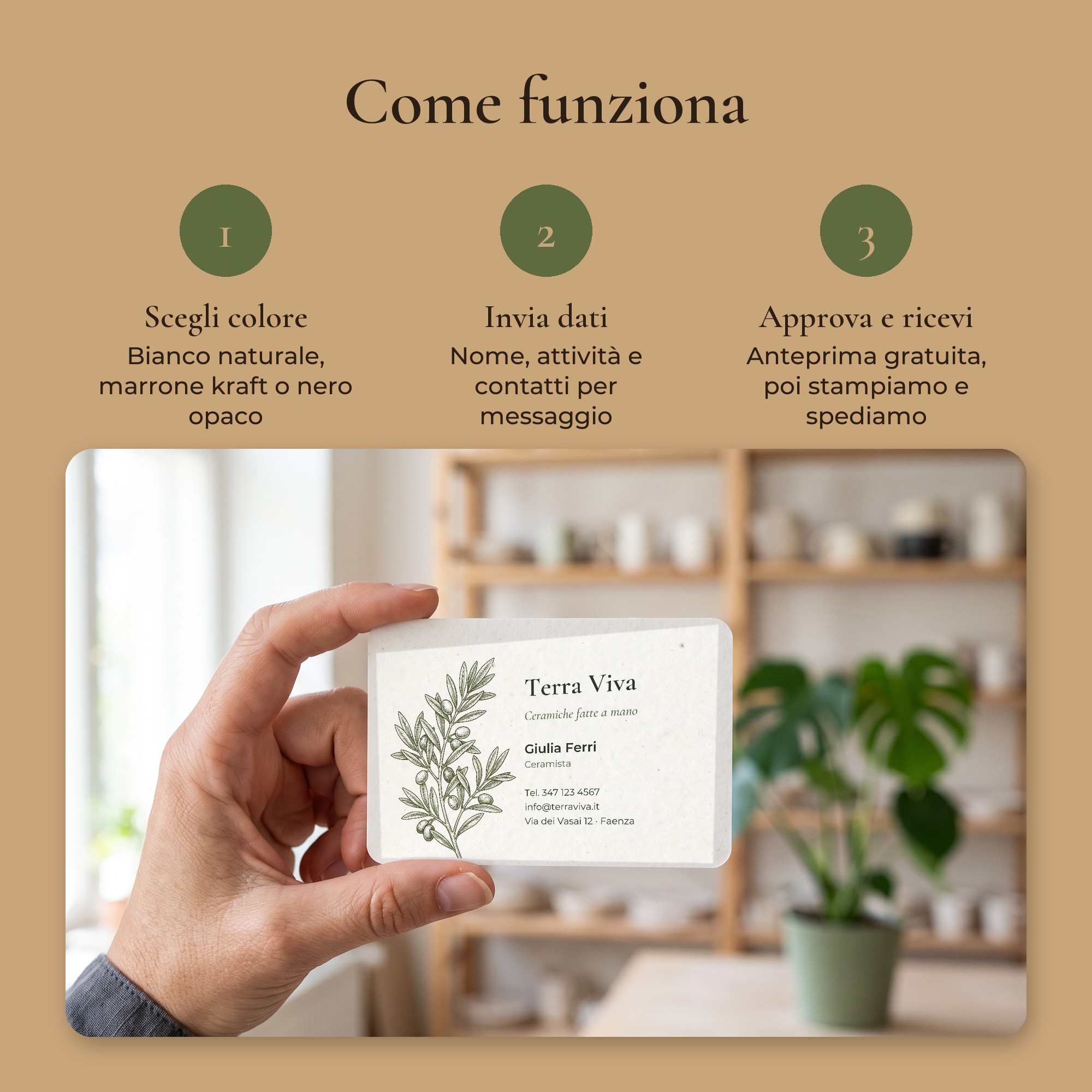 Biglietti da Visita Kraft Naturali, Design Botanico — 7