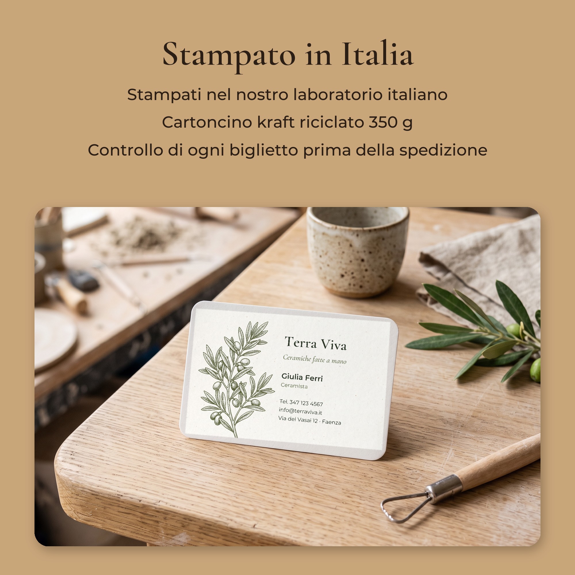 Biglietti da Visita Kraft Naturali, Design Botanico — 8
