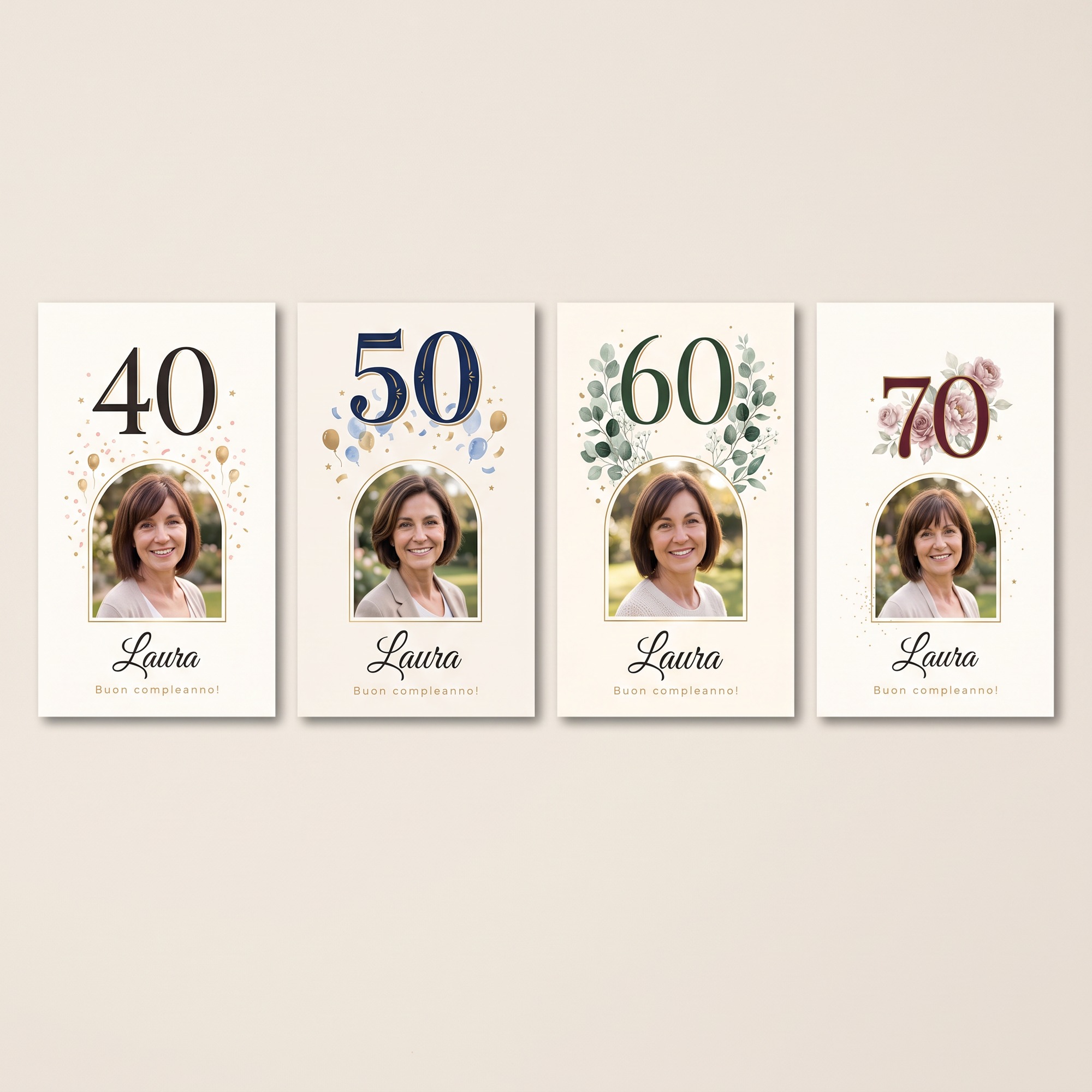 Biglietto Auguri "Traguardo" Personalizzato con Foto e Nome, 40/50/60/70 Anni — 3