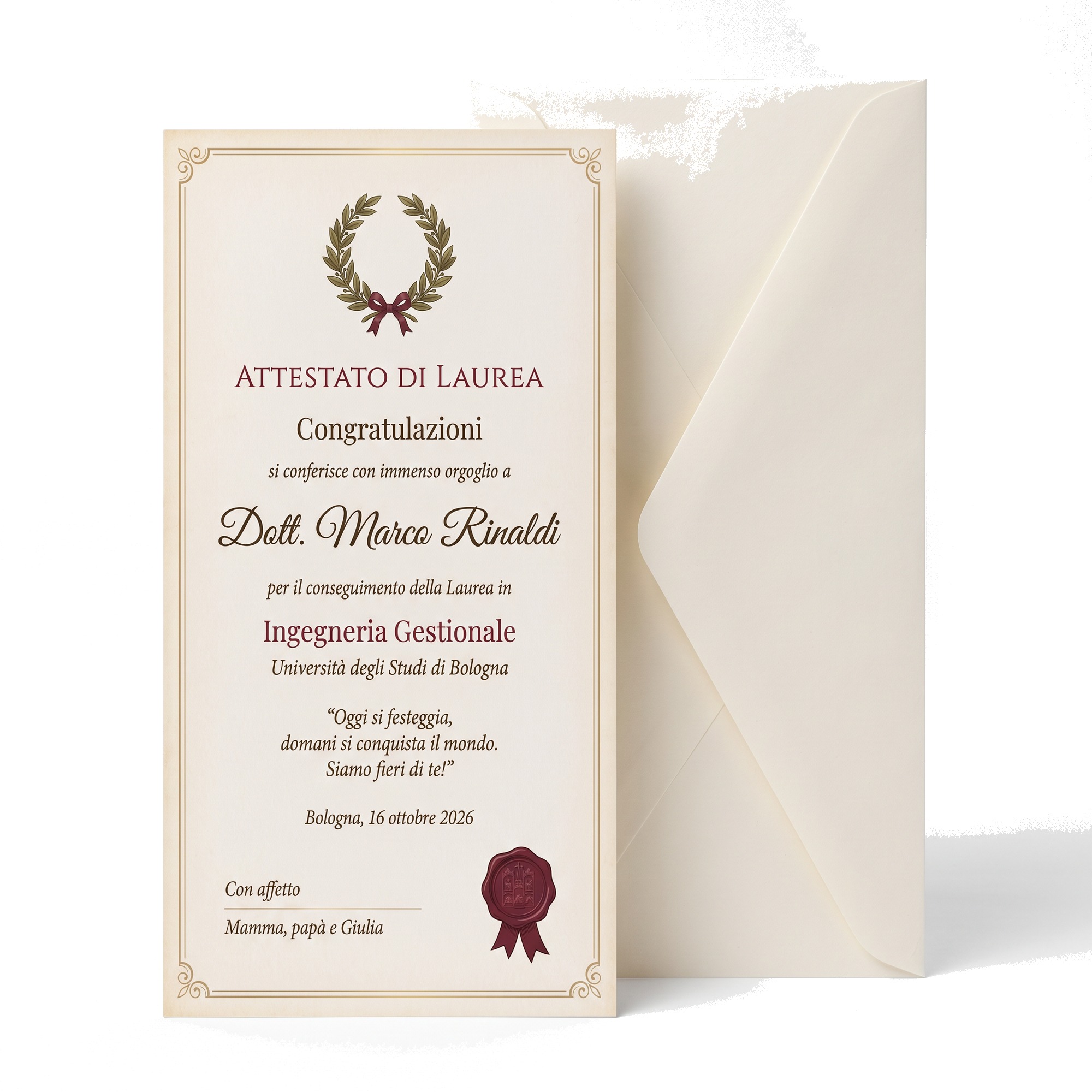 Dottore - Pergamena Bordeaux e Oro
