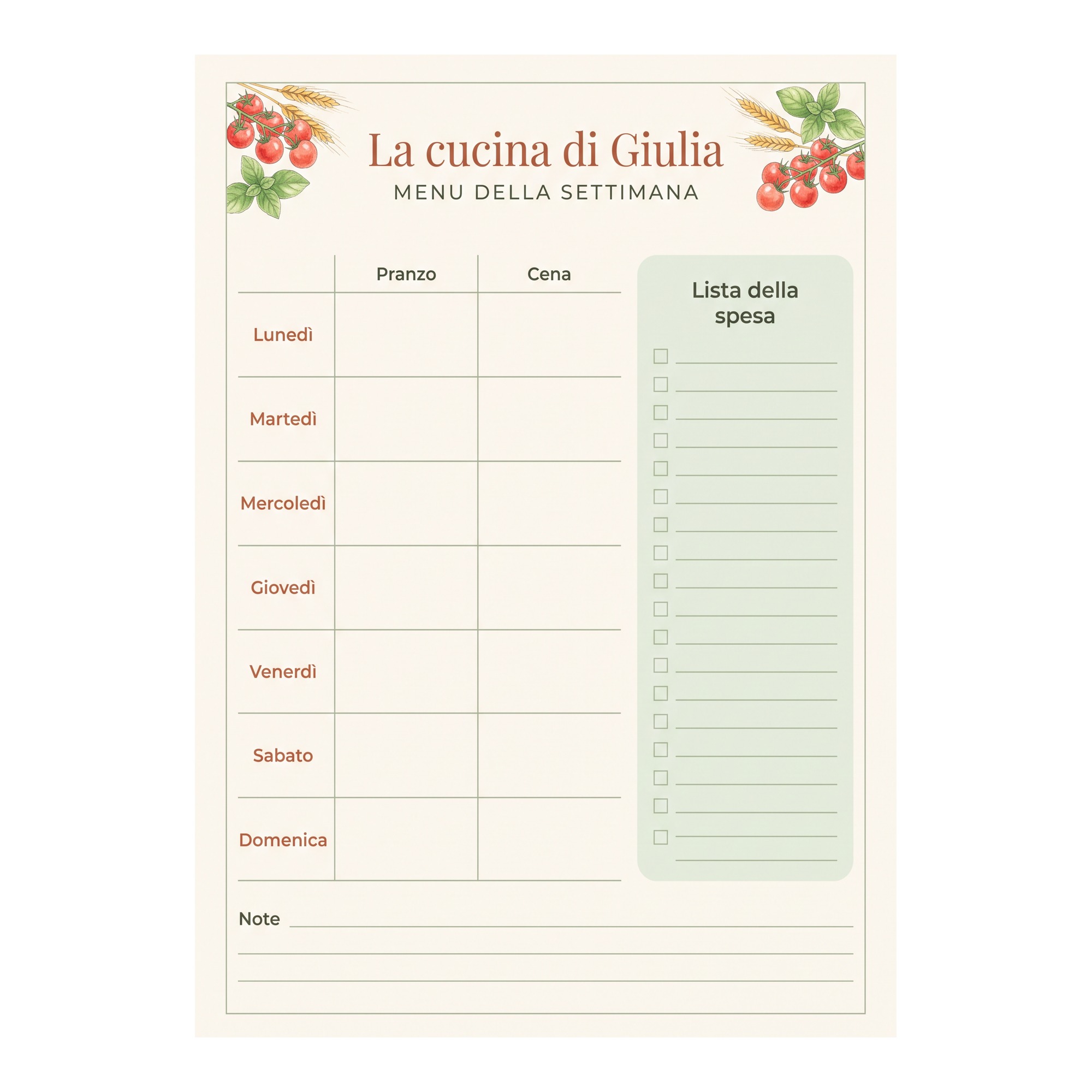 Blocco Calamitato da Frigo Menu Settimanale e Lista della Spesa — 2