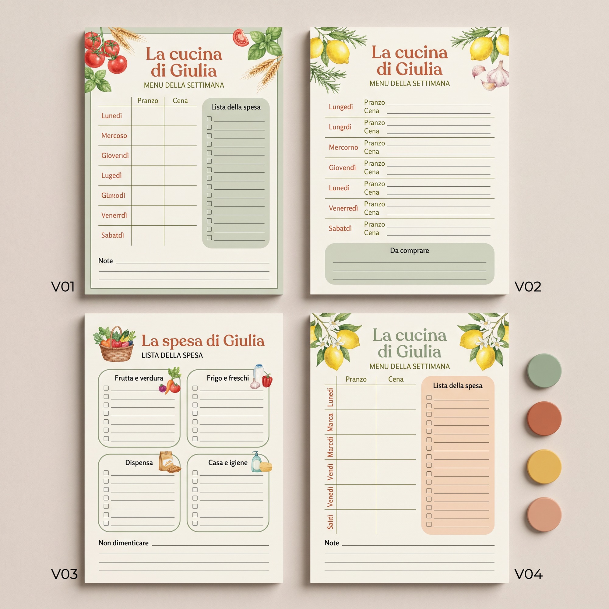 Blocco Calamitato da Frigo Menu Settimanale e Lista della Spesa — 3