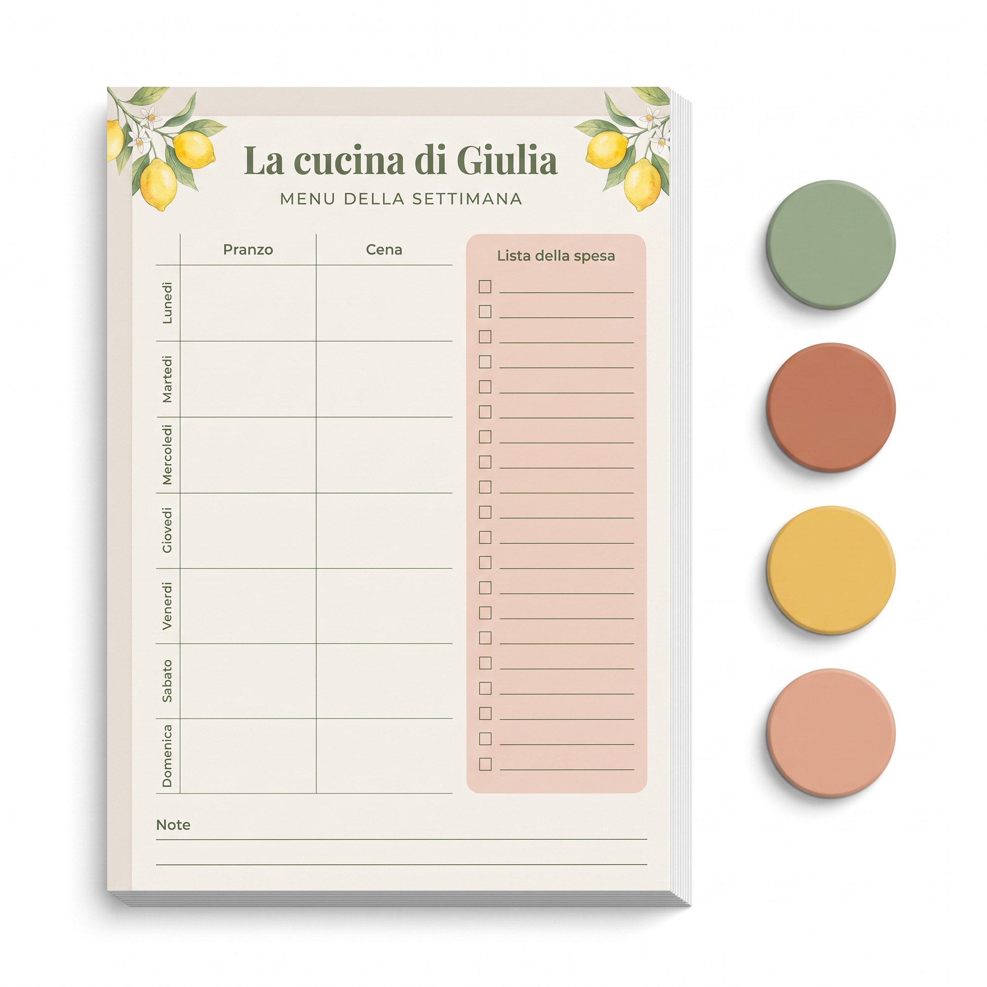 Menu + Spesa con 4 calamite colorate