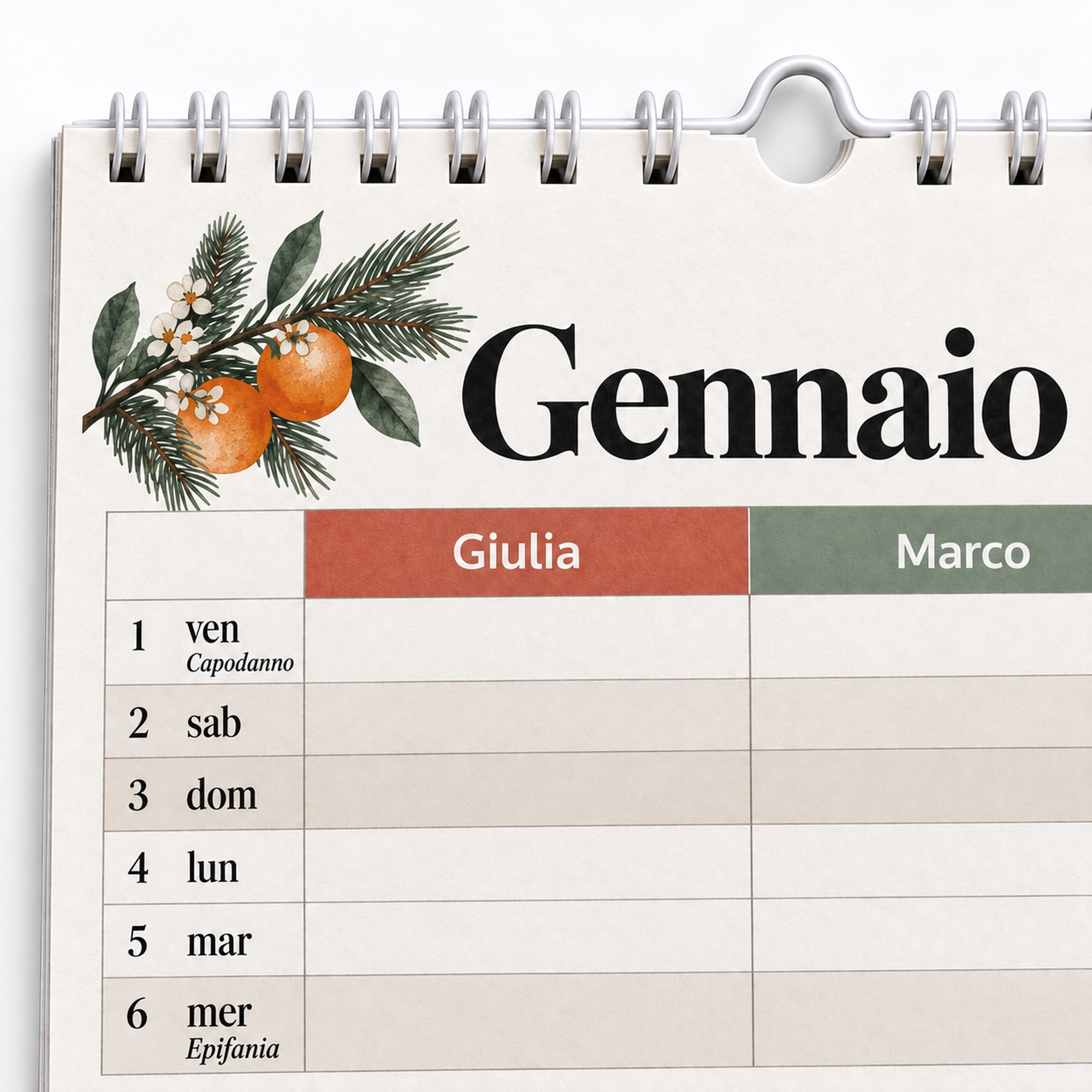 Calendario della Famiglia a Colonne da Parete, personalizzato con i nomi — 6
