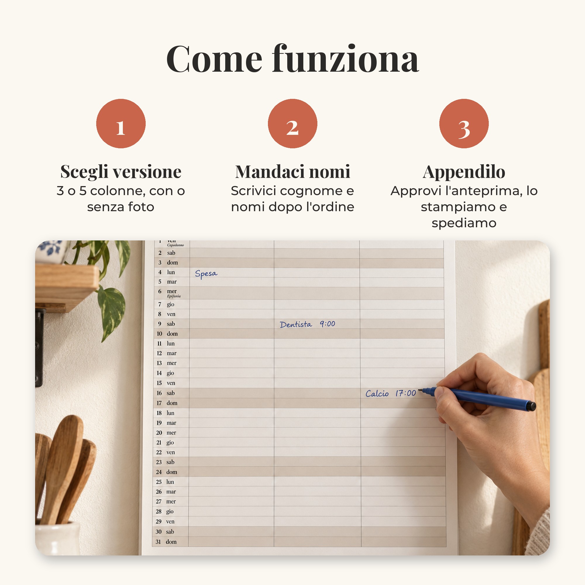 Calendario della Famiglia a Colonne da Parete, personalizzato con i nomi — 7