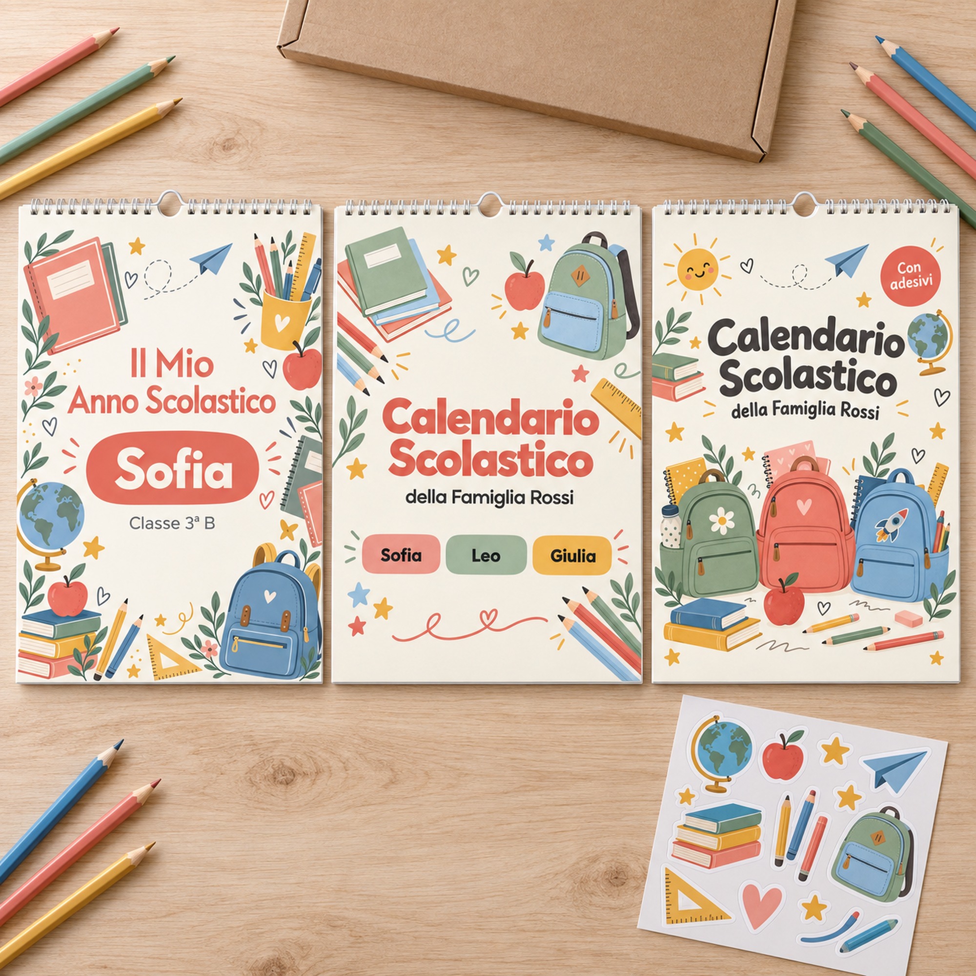 Calendario Scolastico da Muro Famiglia – colonne per ogni figlio — 5