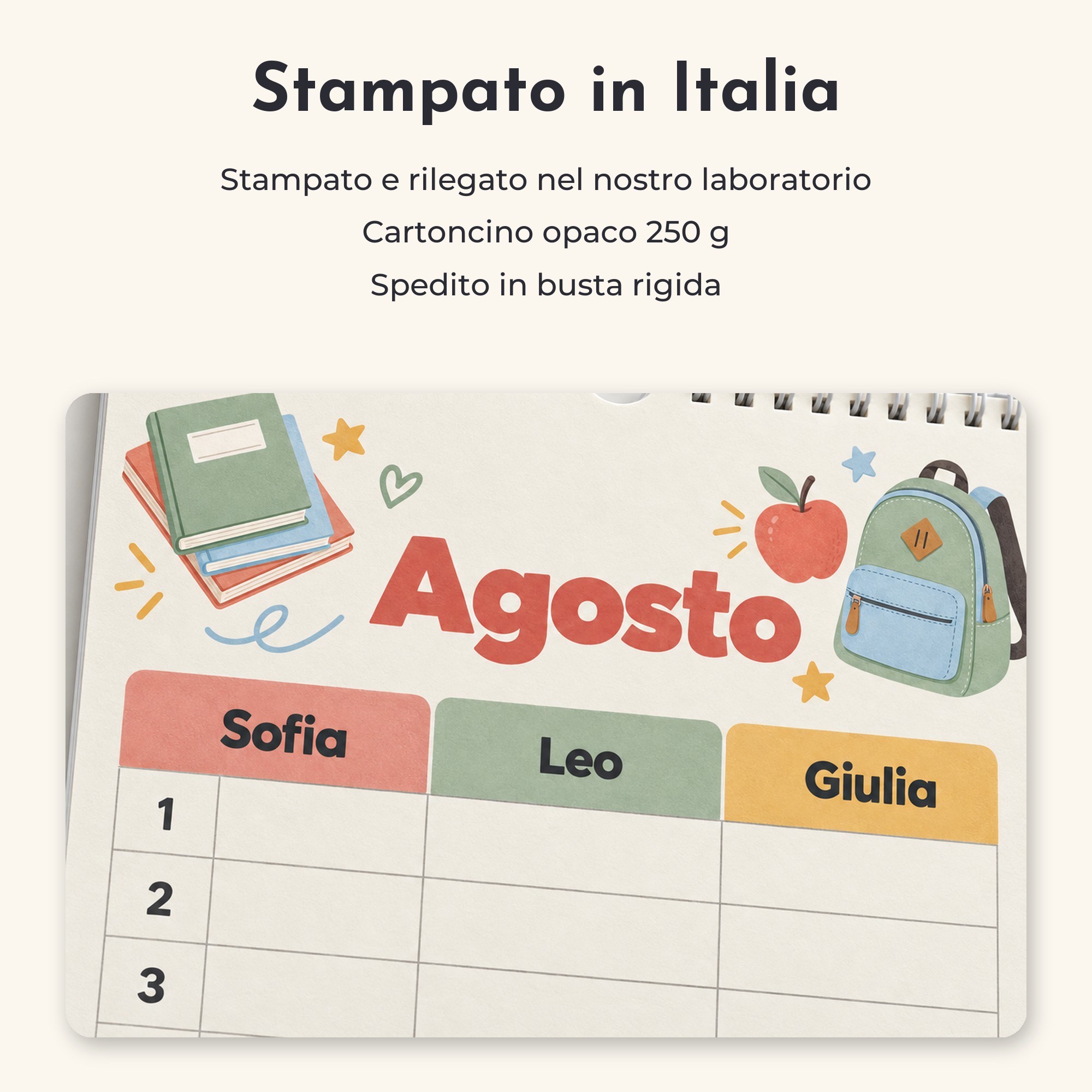 Calendario Scolastico da Muro Famiglia – colonne per ogni figlio — 8
