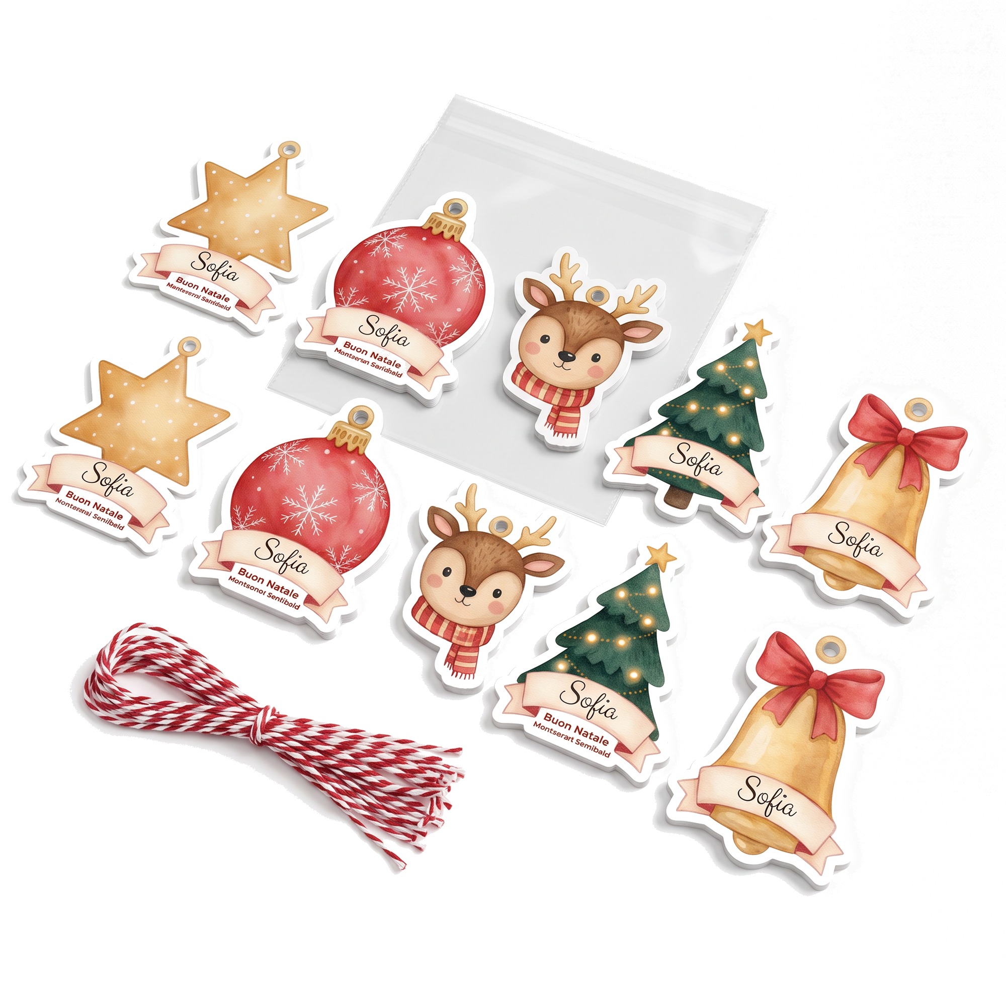 Decorazioni per l'Albero di Natale con Nome – Set di 10