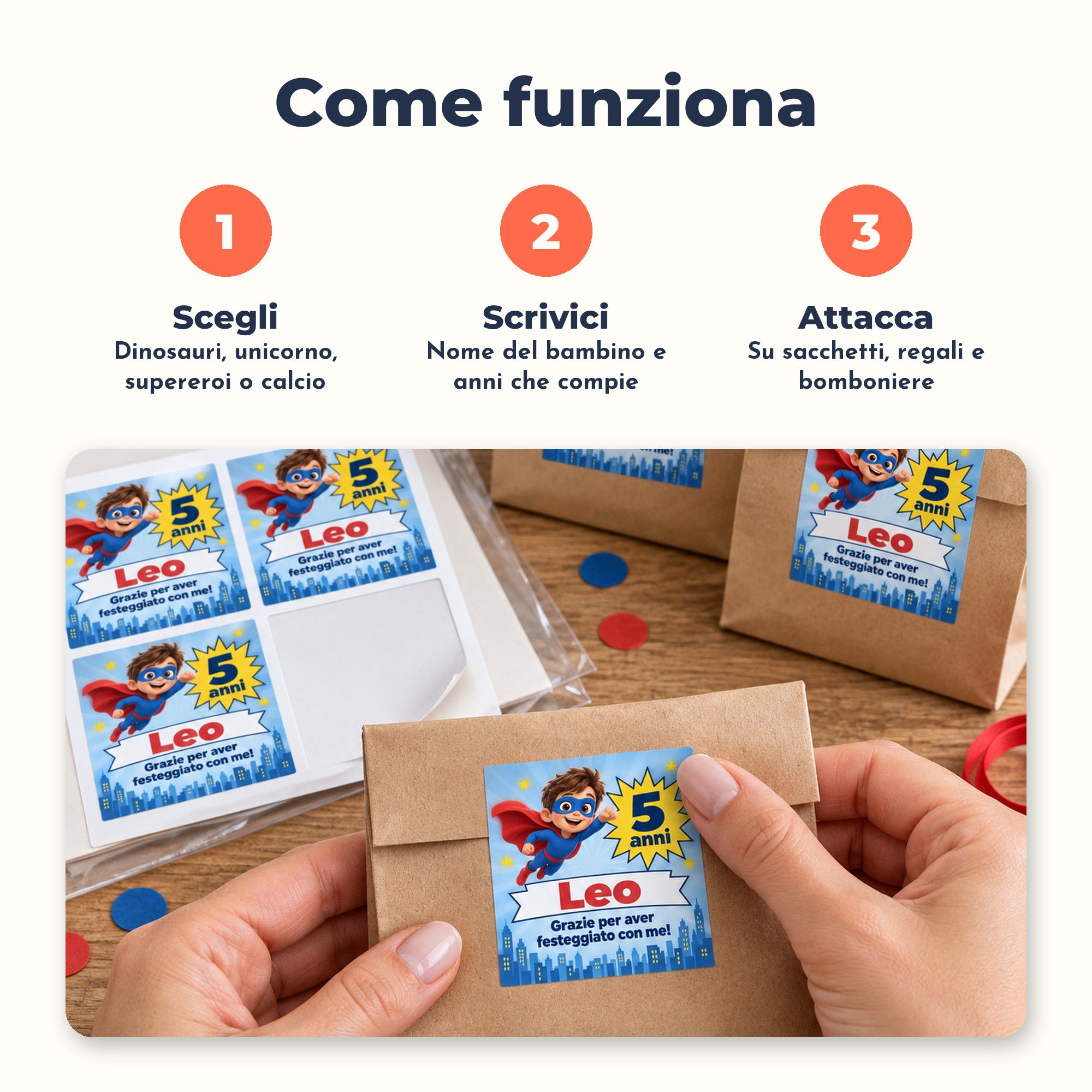 Etichette adesive compleanno bambini personalizzate — 6