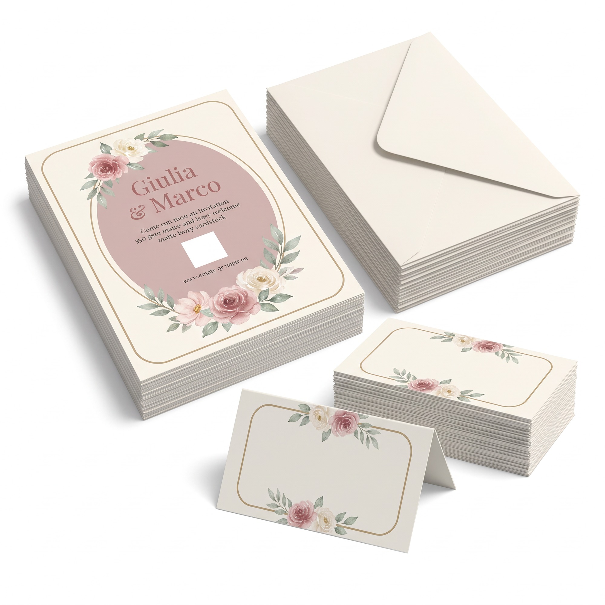 Rosa Cipria con QR RSVP e Segnaposto