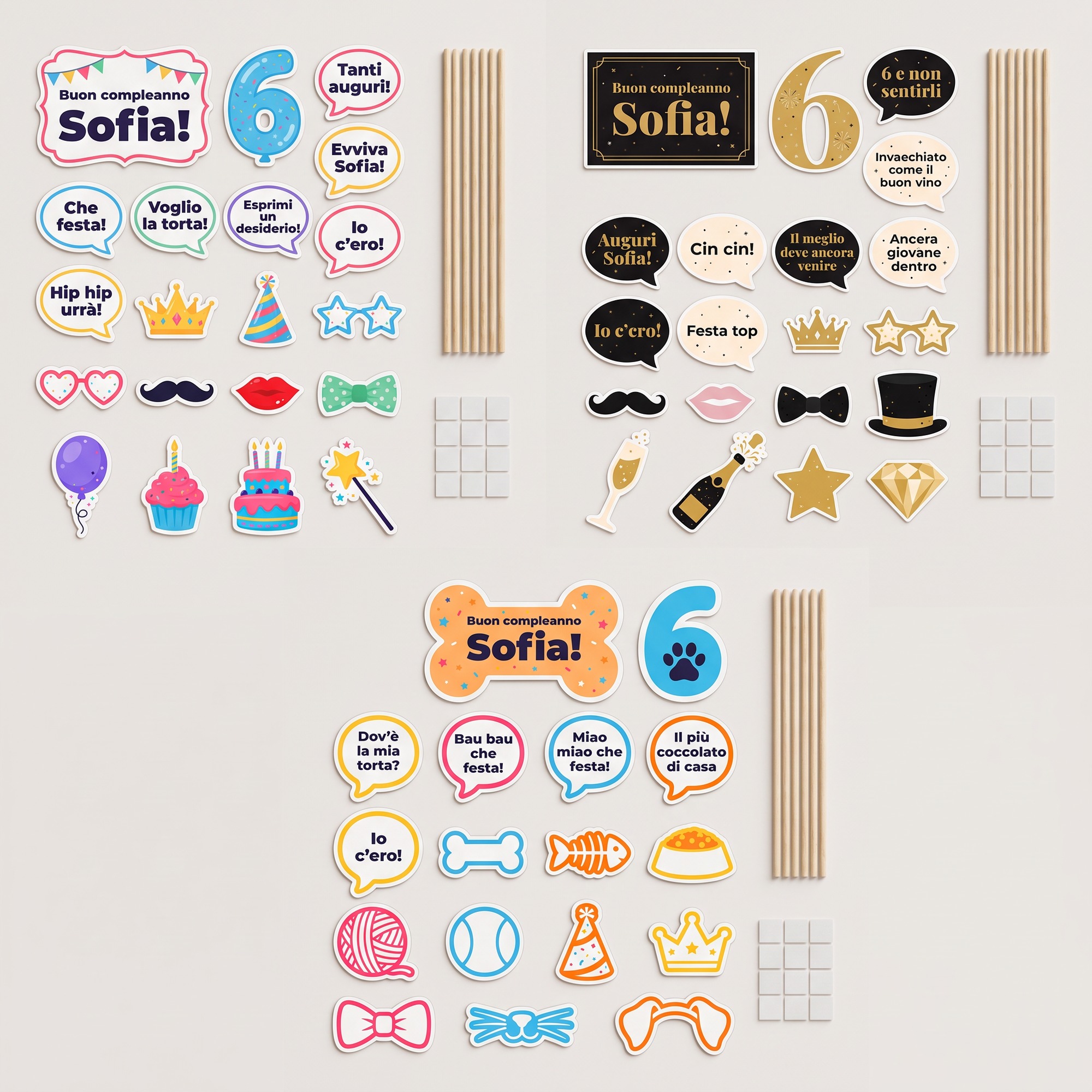 Kit Props Photo Booth Compleanno Personalizzato con Nome ed Età — 3