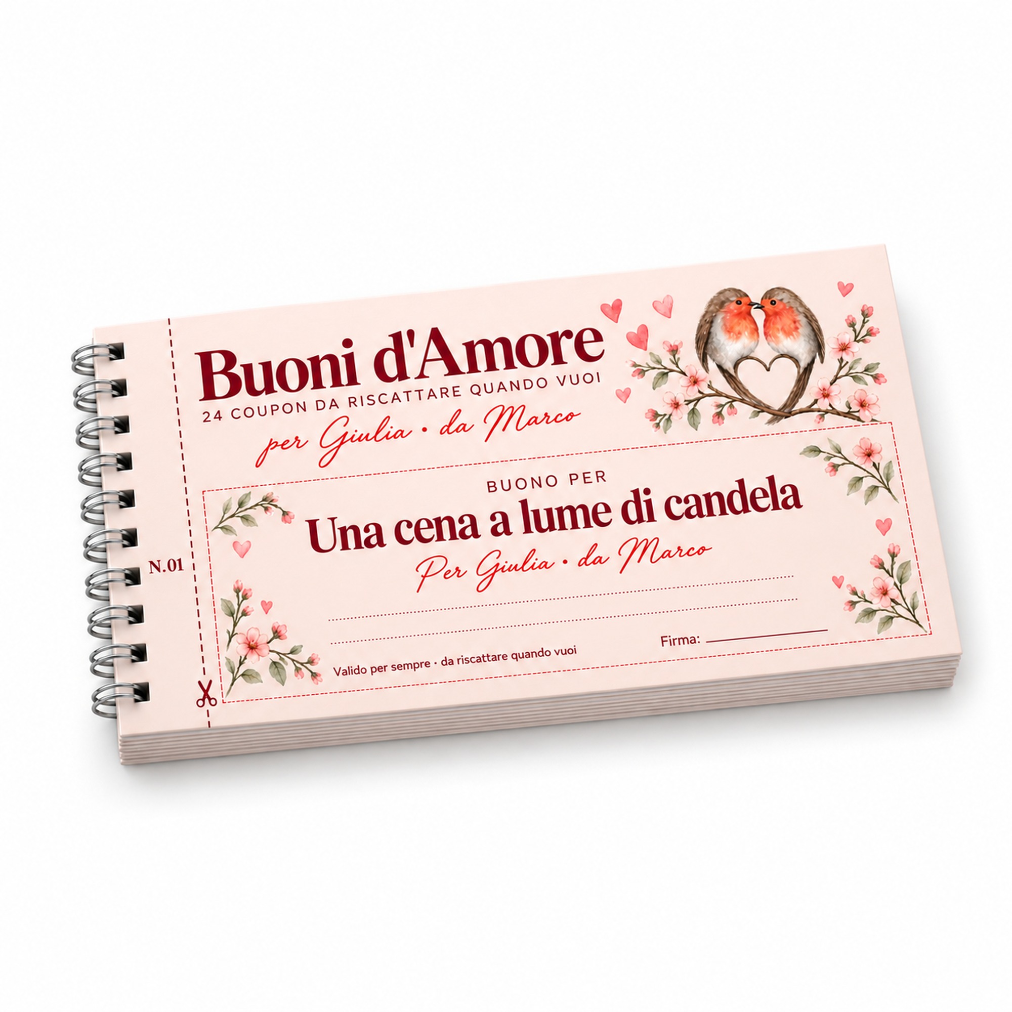 Libretto Coupon di Coppia Personalizzato – 24 Buoni d'Amore
